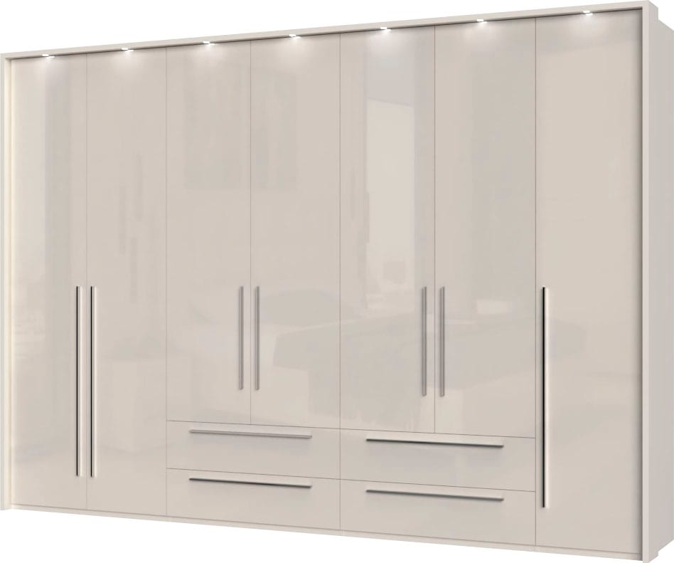 Image of GOODproduct Drehtürenschrank "Piano, inklusive Rahmen und Beleuchtung, soft-close-Funktion" 277 oder 322cm breit, 226cm hoch, mit 4 Schubladen, UV lackiert, hochglänzend weiss oder beige, FSC-zertifiziert