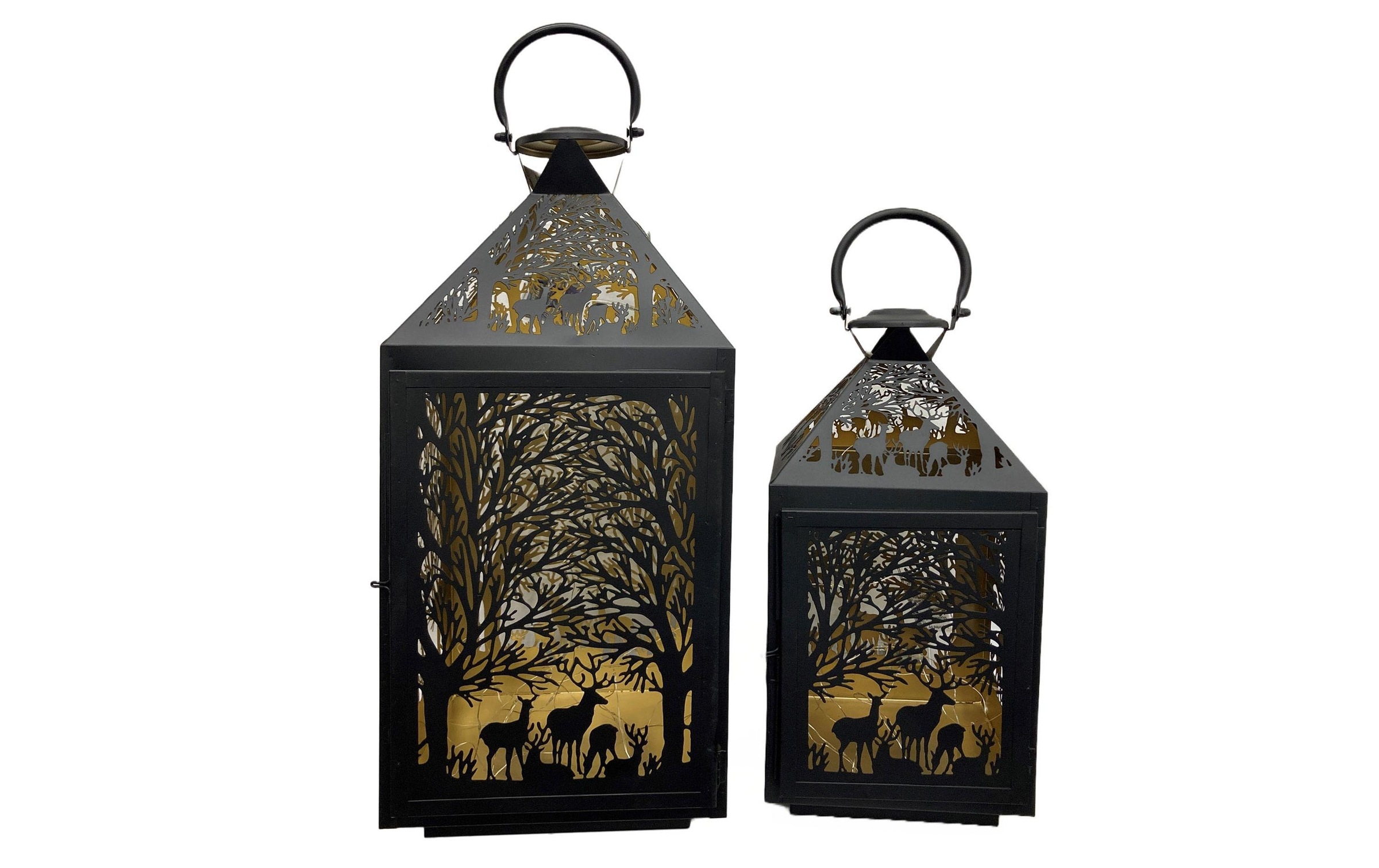 Image of Kerzenlaterne "Dameco Forest 2 Stück, 41 cm/56 cm, Gold/Schwarz"