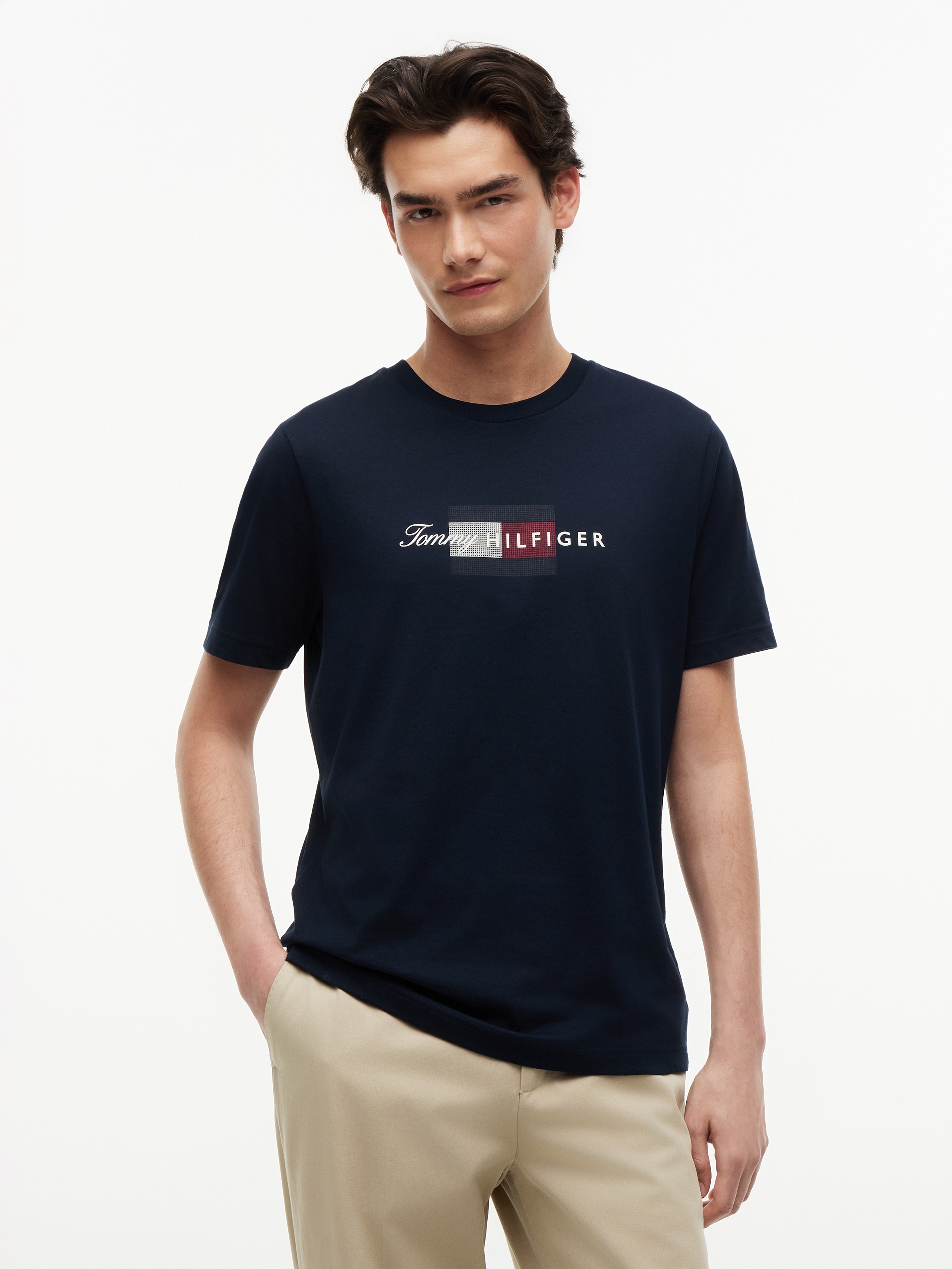Tommy Hilfiger T-Shirt »SCRIPT FLAG REGULAR TEE« aus Jersey mit Flag-Grafik
