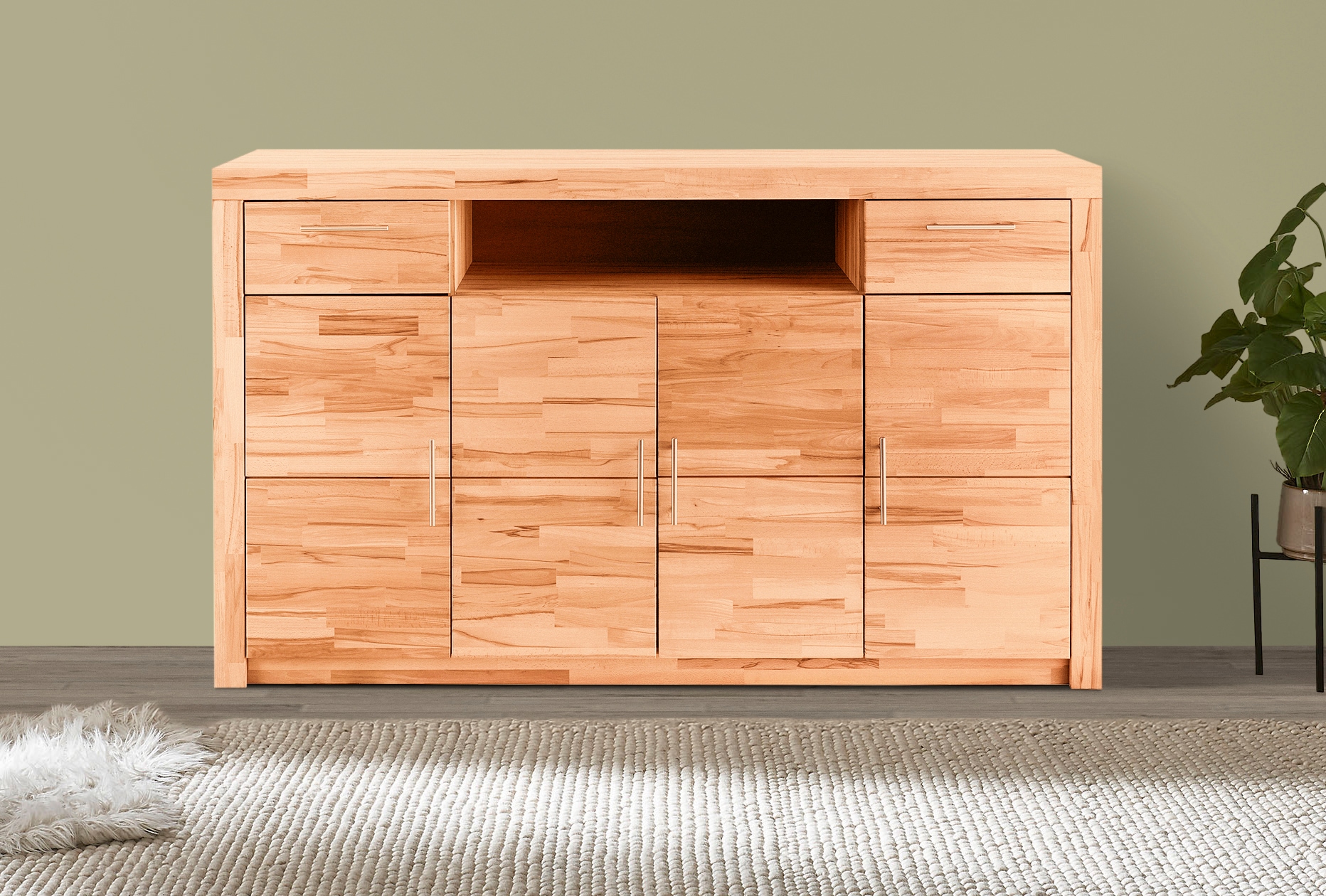 VOGL Möbelfabrik Buffet haut »Toronto« opt. Glastüren, teilmassiv, Rahmenoptik, Made in Germany