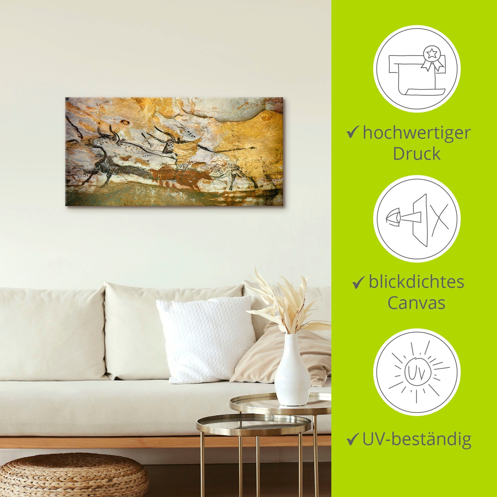 Artland Wandbild »Höhle von Lascaux Stiere«, Wildtiere, (1 St.), als Leinwandbild, Poster, Wandaufkleber in verschied. Grössen