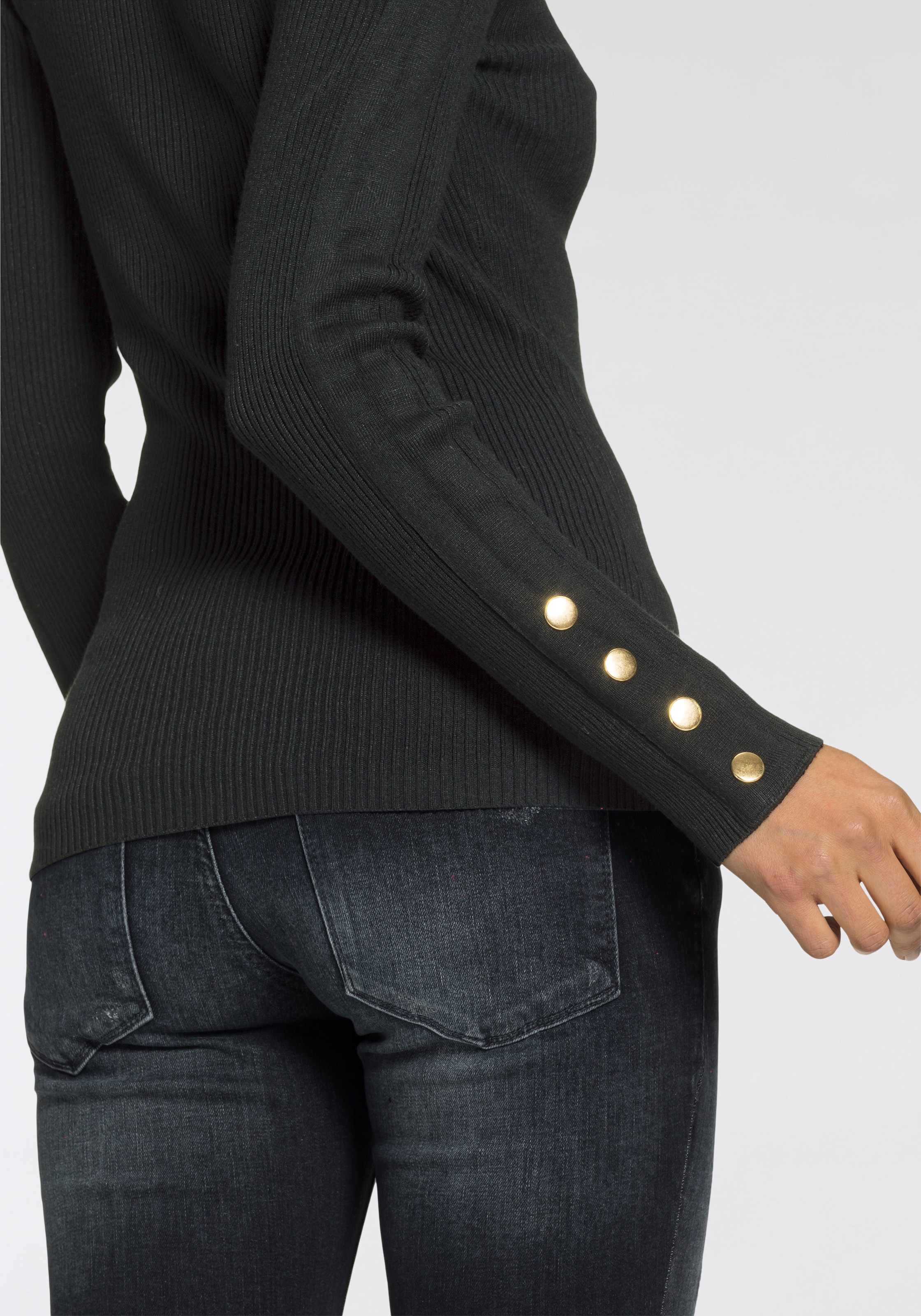 Melrose Pull en tricot aus Rippqualität mit Knöpfen