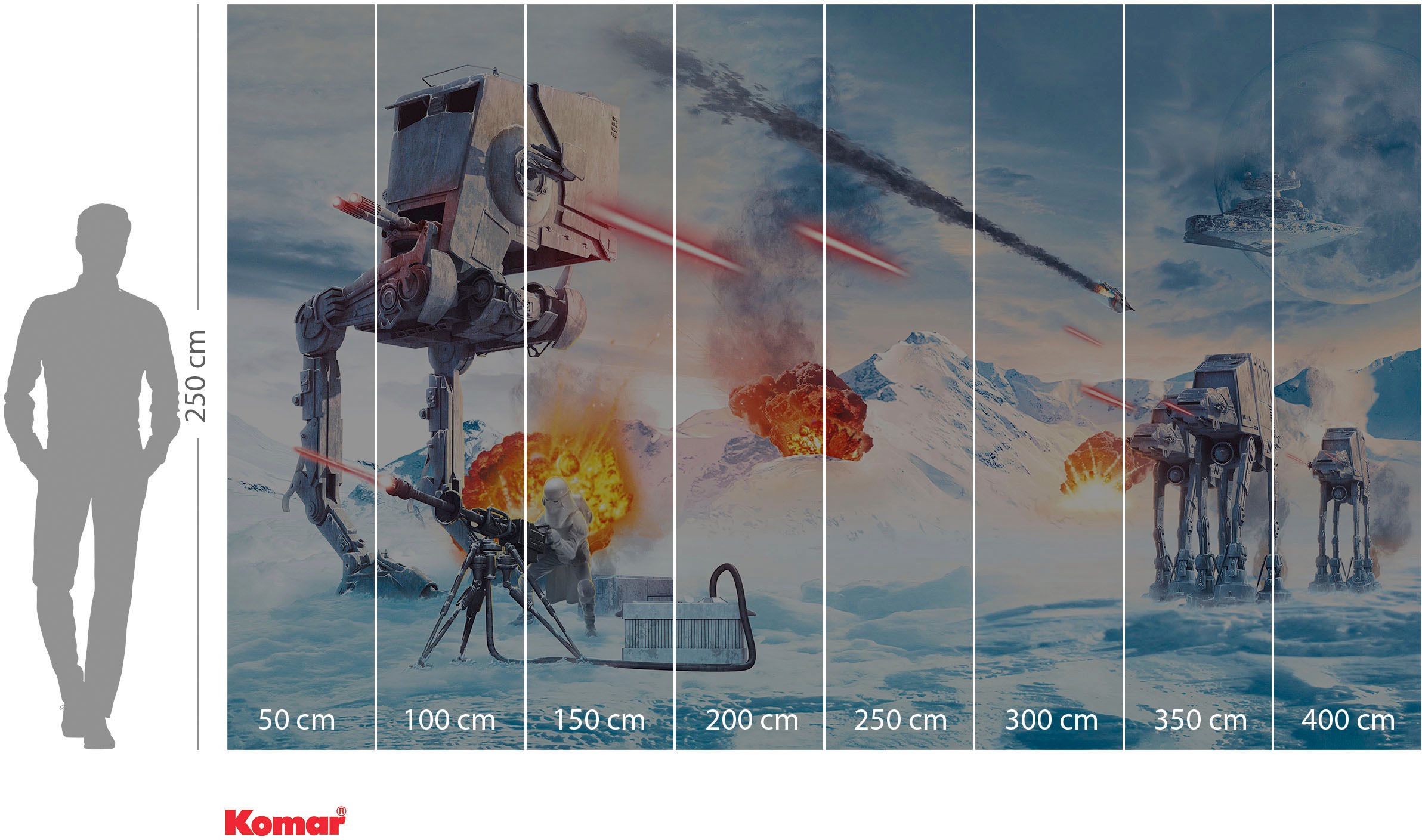 Komar Fototapete »Digitaldruck Vlies - Star Wars Hoth Showdown - Grösse 400 x 250 cm«, bedruckt, Kinderzimmer
