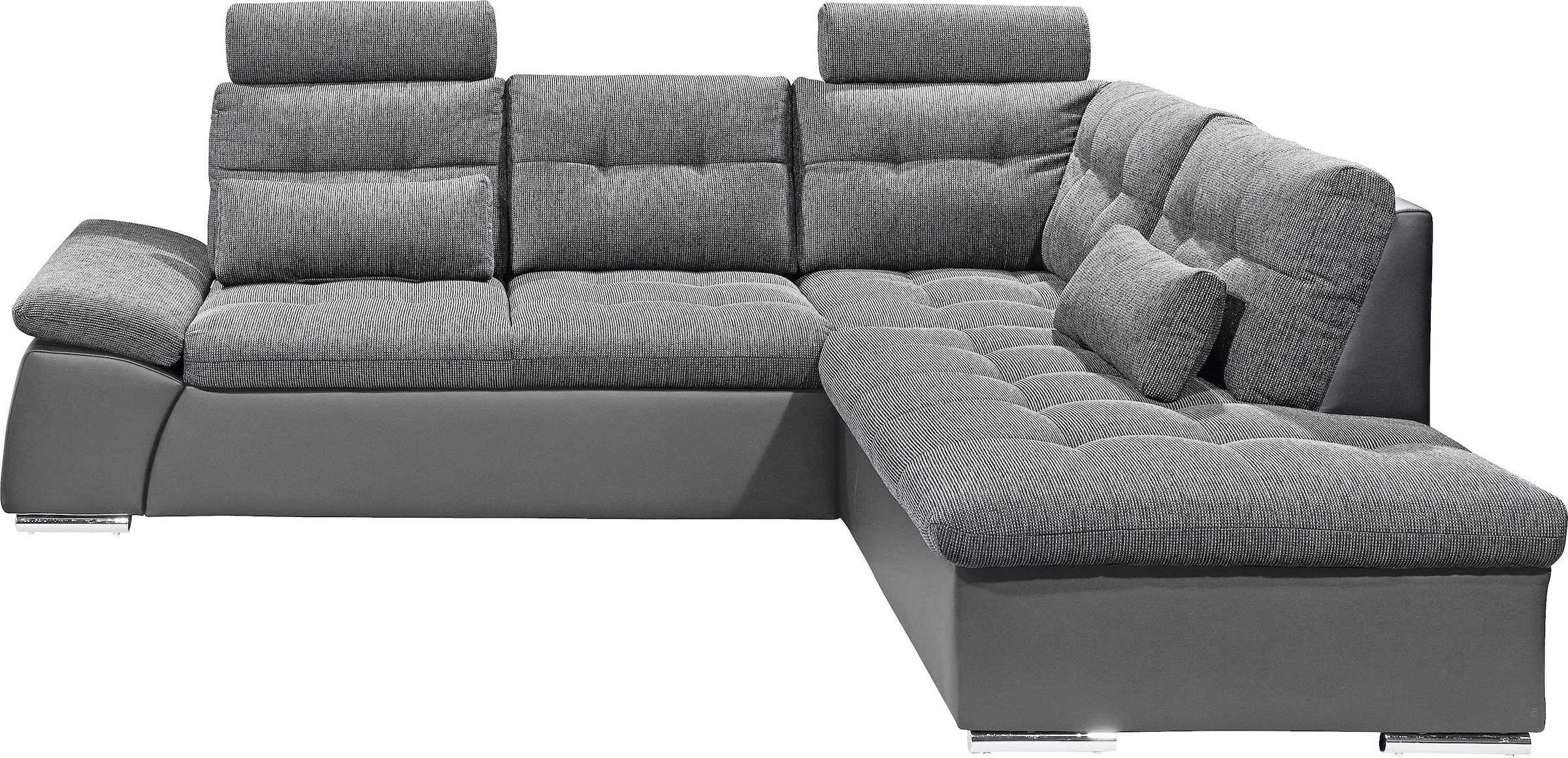 ED EXCITING DESIGN Ecksofa »Jakarta L-Form«, mit Bettfunktion, Armteilverstellung, Kopfstützen & 2 Nierenkissen