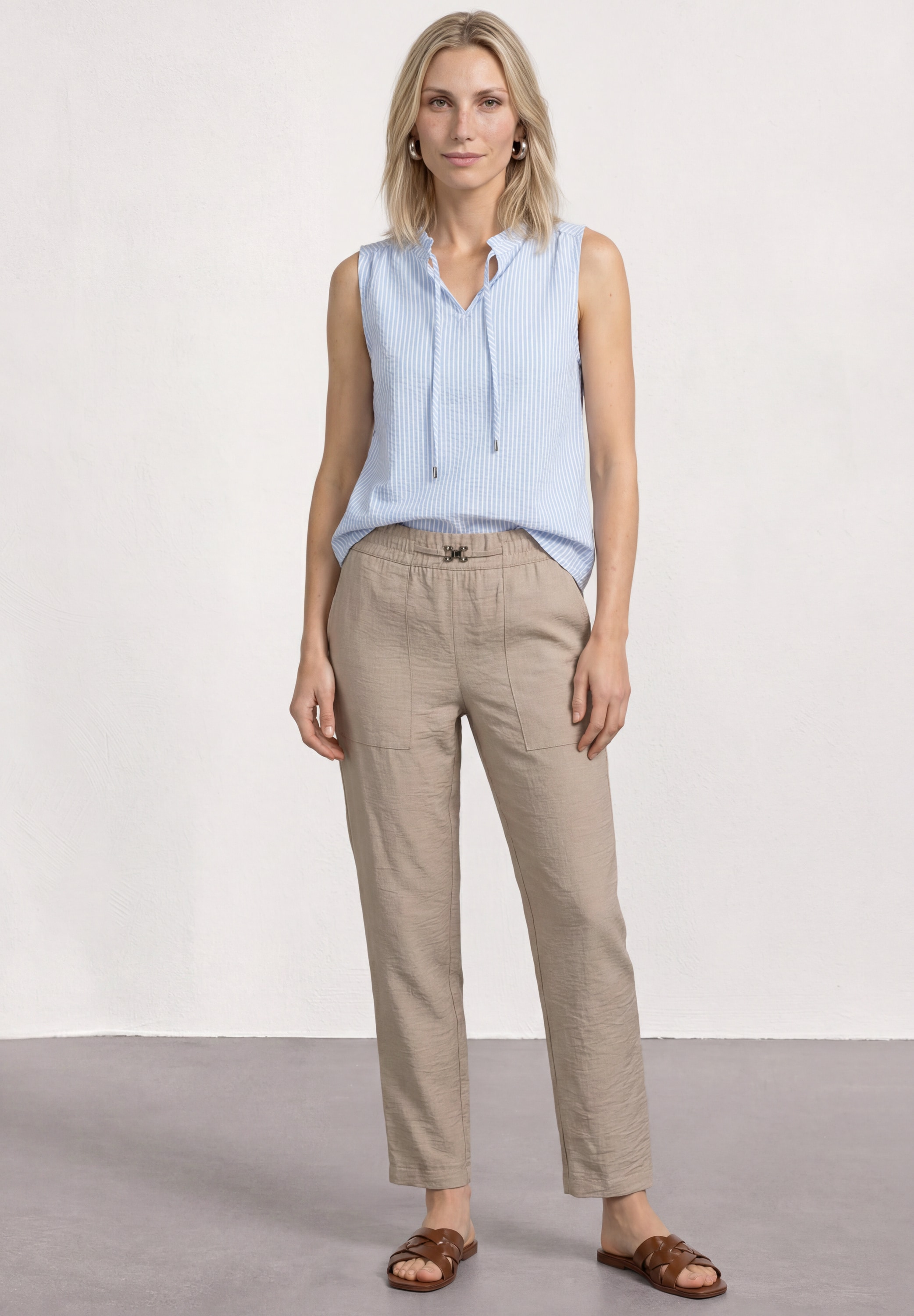 STREET ONE Pantalon en tissu »Style Bonny«  Slim Leg Hose im Loose Fit mit Gürteldetail