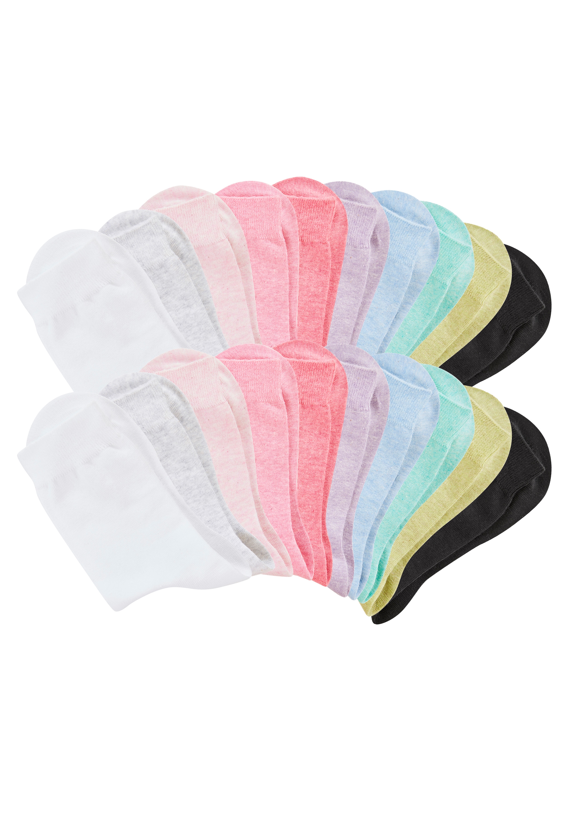 H.I.S Basicsocken »Damensocken, frische melierte Farben; casual« Packung, 20 Paar tlg. Alltagssocken in der Grosspackung