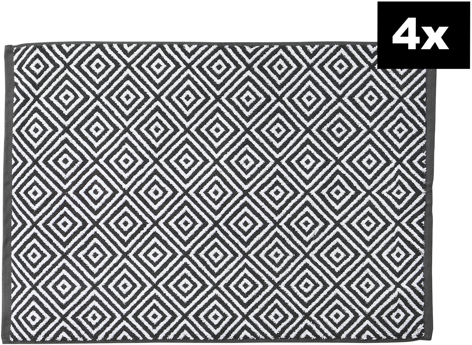 Image of done. Badematte "DAILY SHAPES Diamond 4er-Set" Höhe 5 mm fussbodenheizungsgeeignet Badvorleger aus 100% Baumwolle, Jacquardgewebt