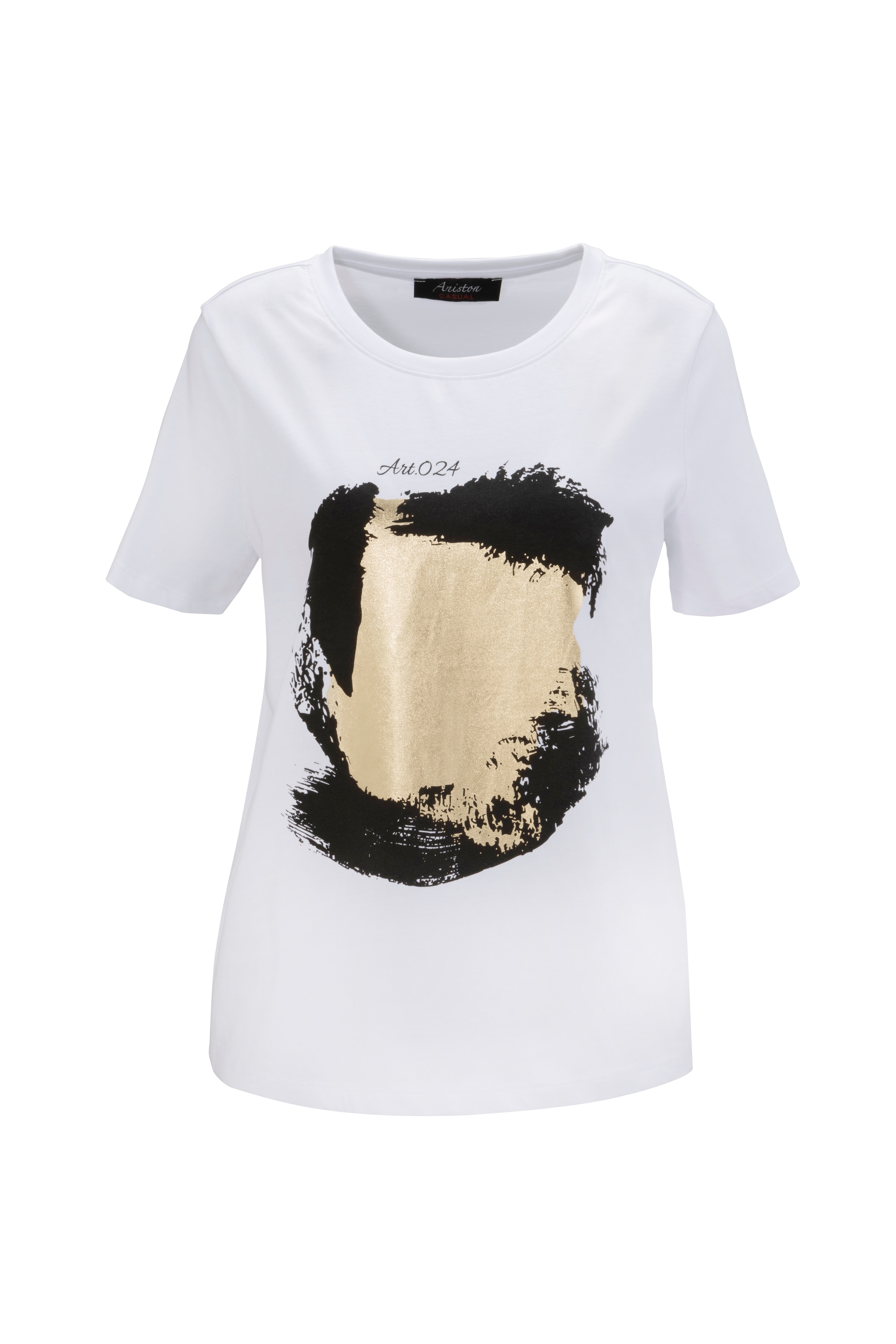 Aniston CASUAL T-Shirt, mit goldfarbenem Foliendruck verzierter Frontprint - NEUE KOLLEKTION