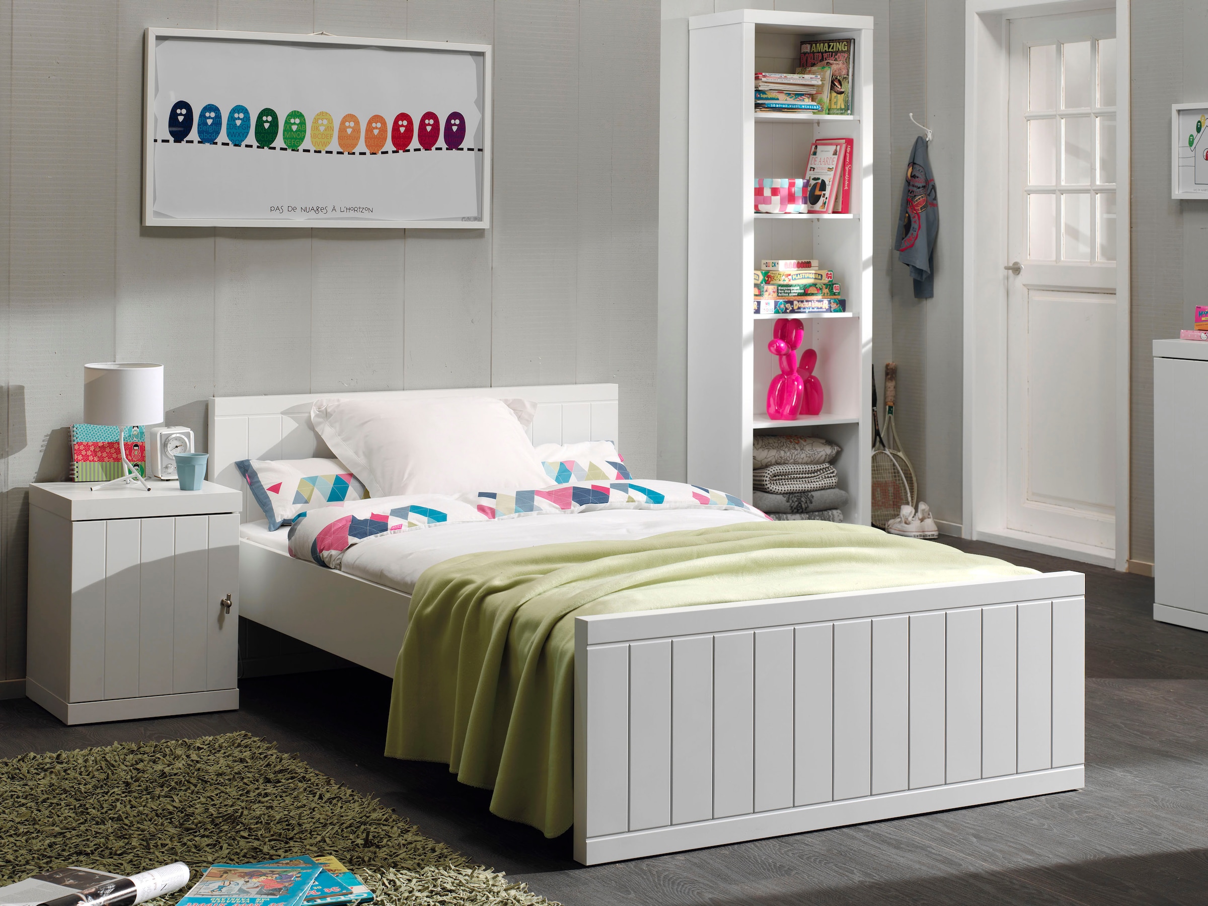 Image of Vipack Einzelbett Made in Europe, Modernes Einzelbett mit 120 x 200 cm Liegefläche, Weiss lackiert