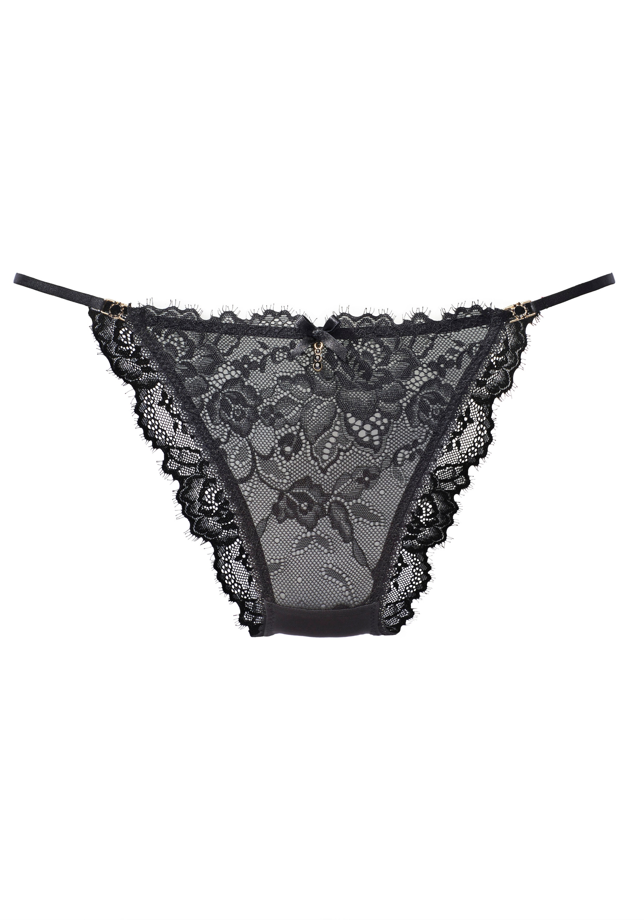 LASCANA Tanga, mit feiner Satinschleife und extravaganten Strassaccessoires