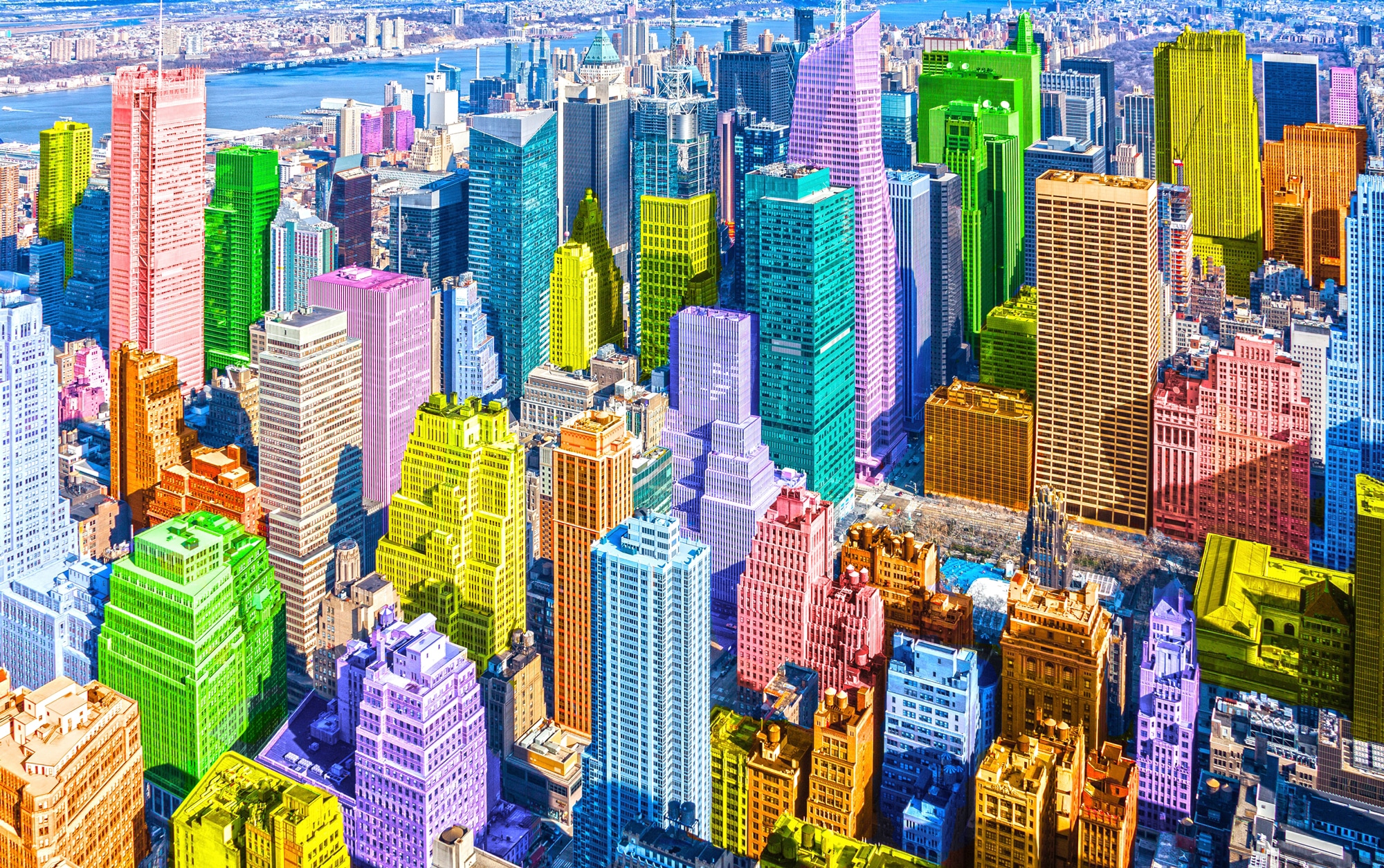 Image of Papermoon Fototapete "POP ART-NEW YORK MANHATTAN KUNST SKYLINE STADT FARBIG"