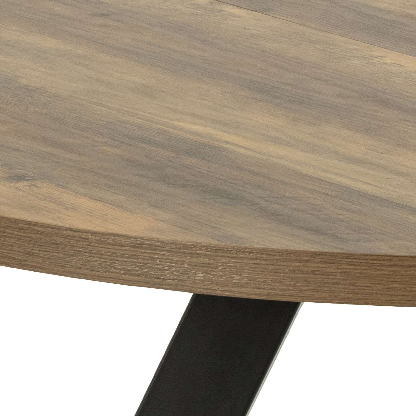 ACTONA GROUP Esstisch »Zalida Esszimmertisch, rund,« Eichenoptik, schwarze Stahlbeine, Verlängerungsplatten T: 120/210 cm