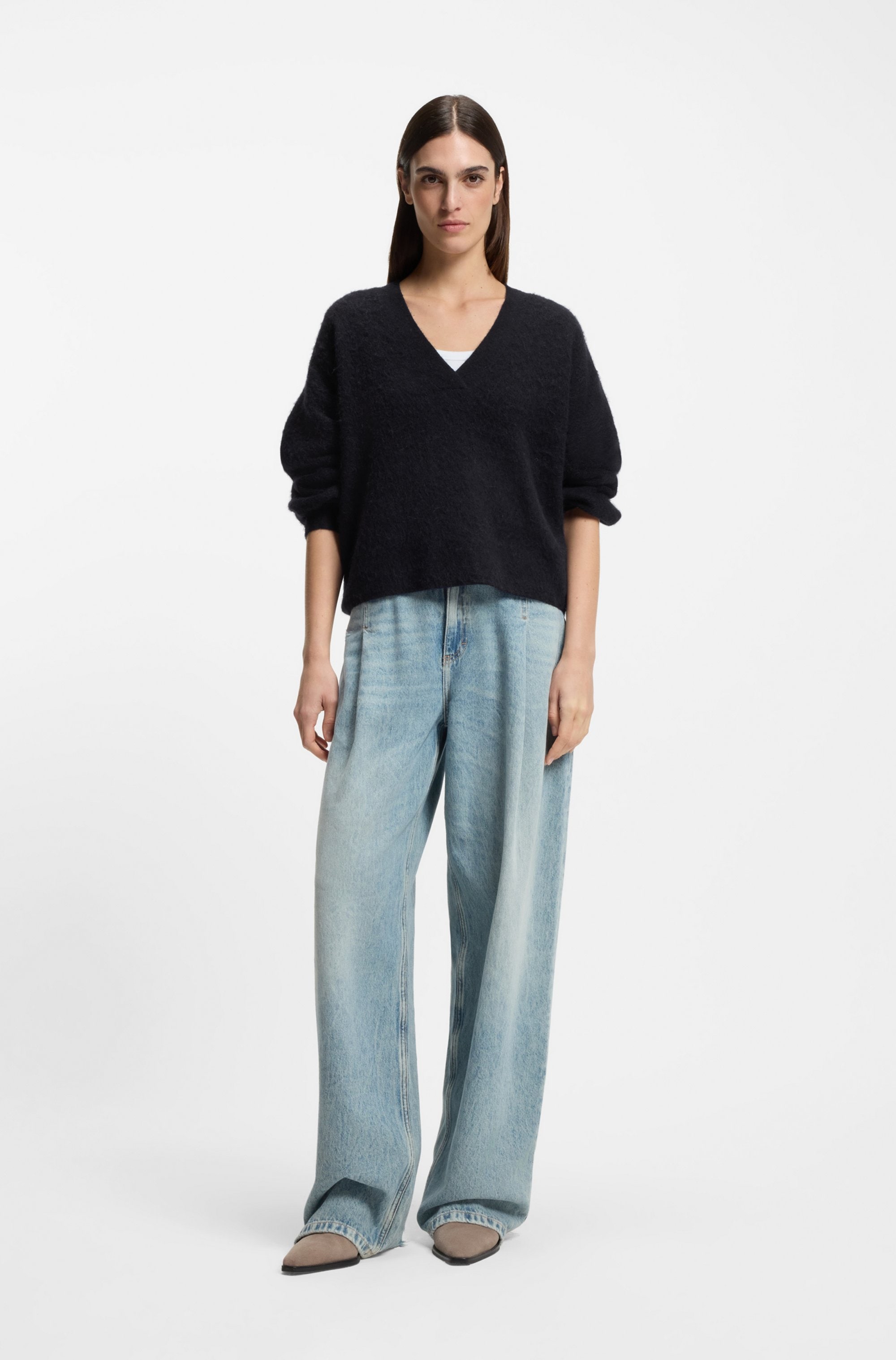 BOSS ORANGE Pull en tricot »Fiti Premium Damenmode« mit V-Ausschnitt