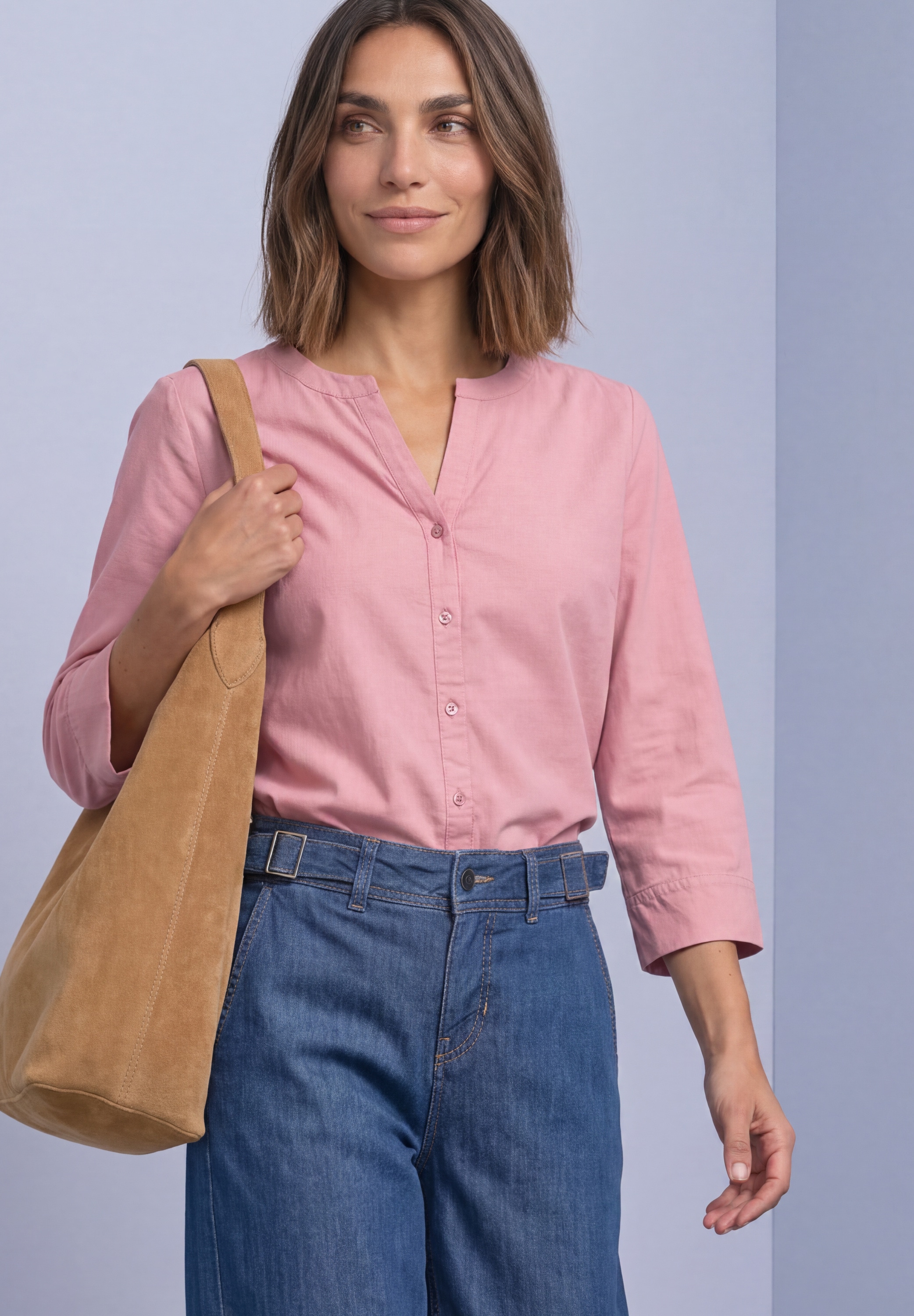 Image of STREET ONE Shirtbluse 3/4-Arm Bluse mit Split Neck aus Cord