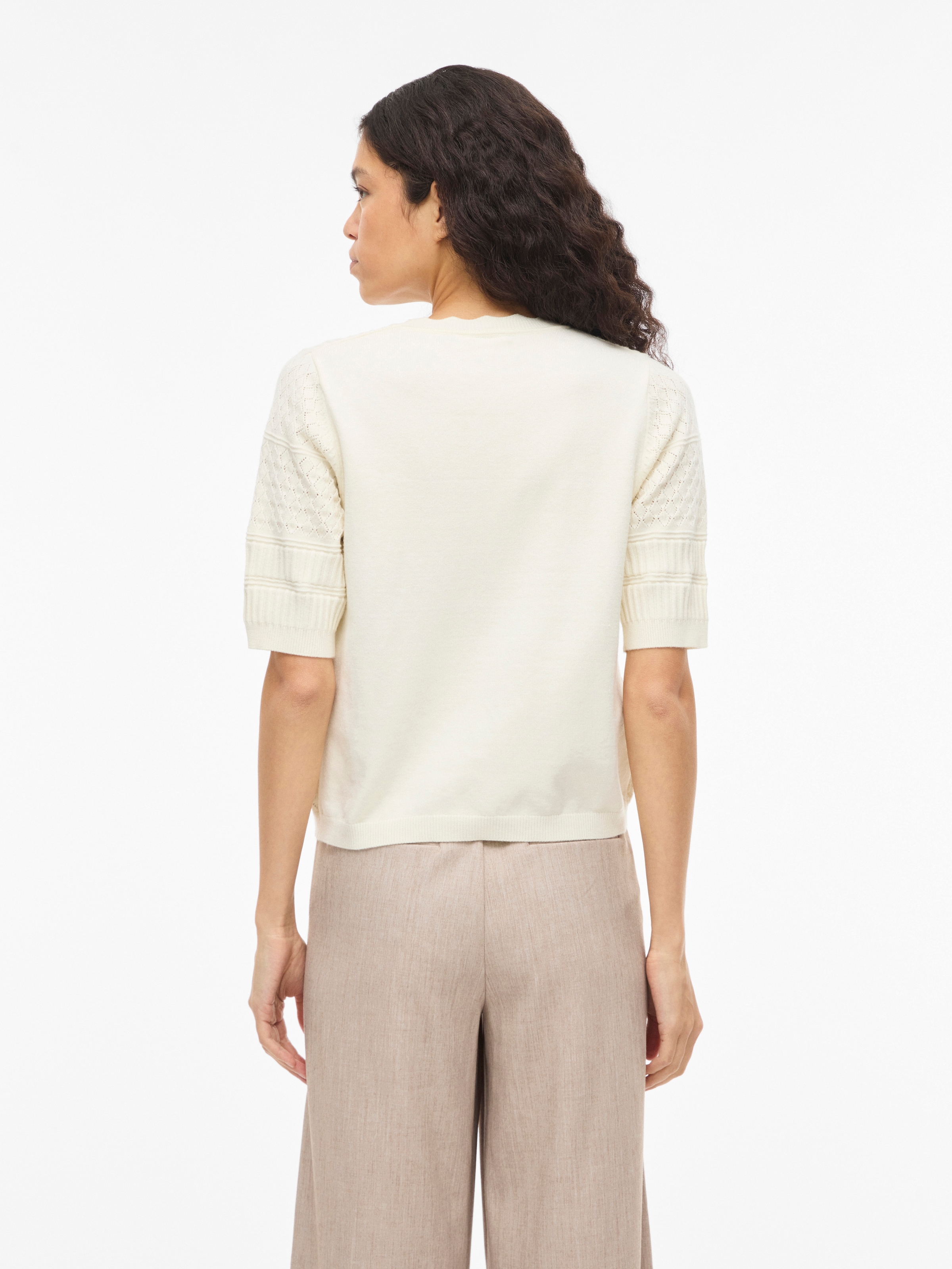 Vila Kurzarmpullover »VIMILOS S/S O-NECK POINTELLE TOP - NOOS«