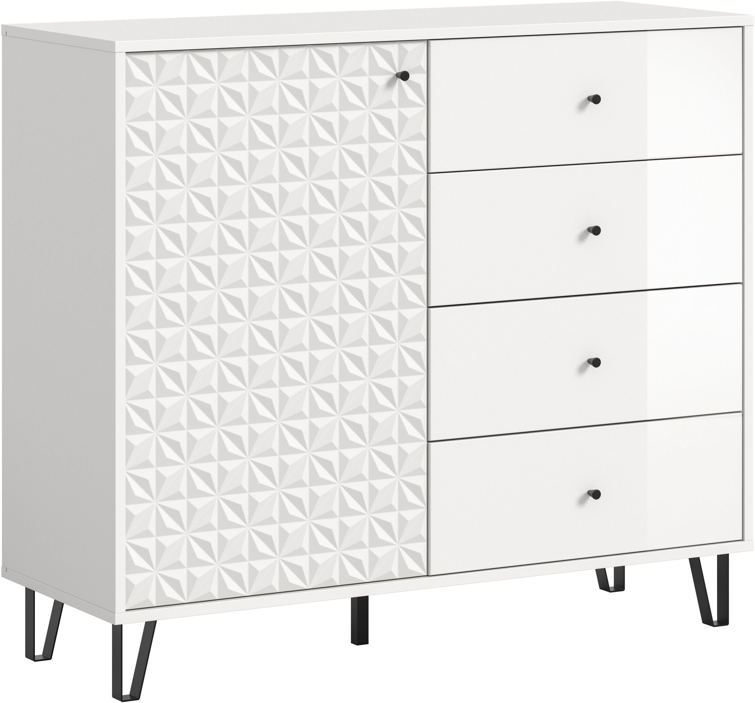 Image of Home affaire Highboard "VICENZA, Breite 110cm, 1 Tür, 2 Einlegeböden, 3 Fächer, 4 Schubkästen" Kommode, Schrank, Anrichte, Board, Wohnzimmerschrank