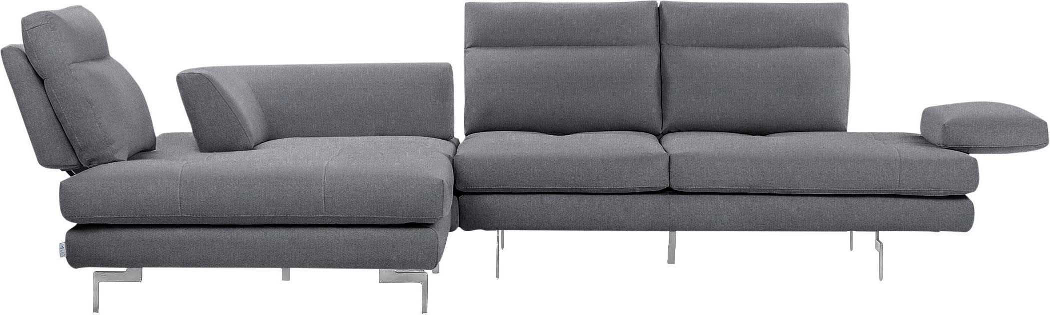 CALIA ITALIA Ecksofa »Toby Wing, L-Form, Designsofa mit sensationellem Sitzkomfort« Sitztiefenverstell.,wahlw. mit Kissen-Set, Füsse chrom glänzend