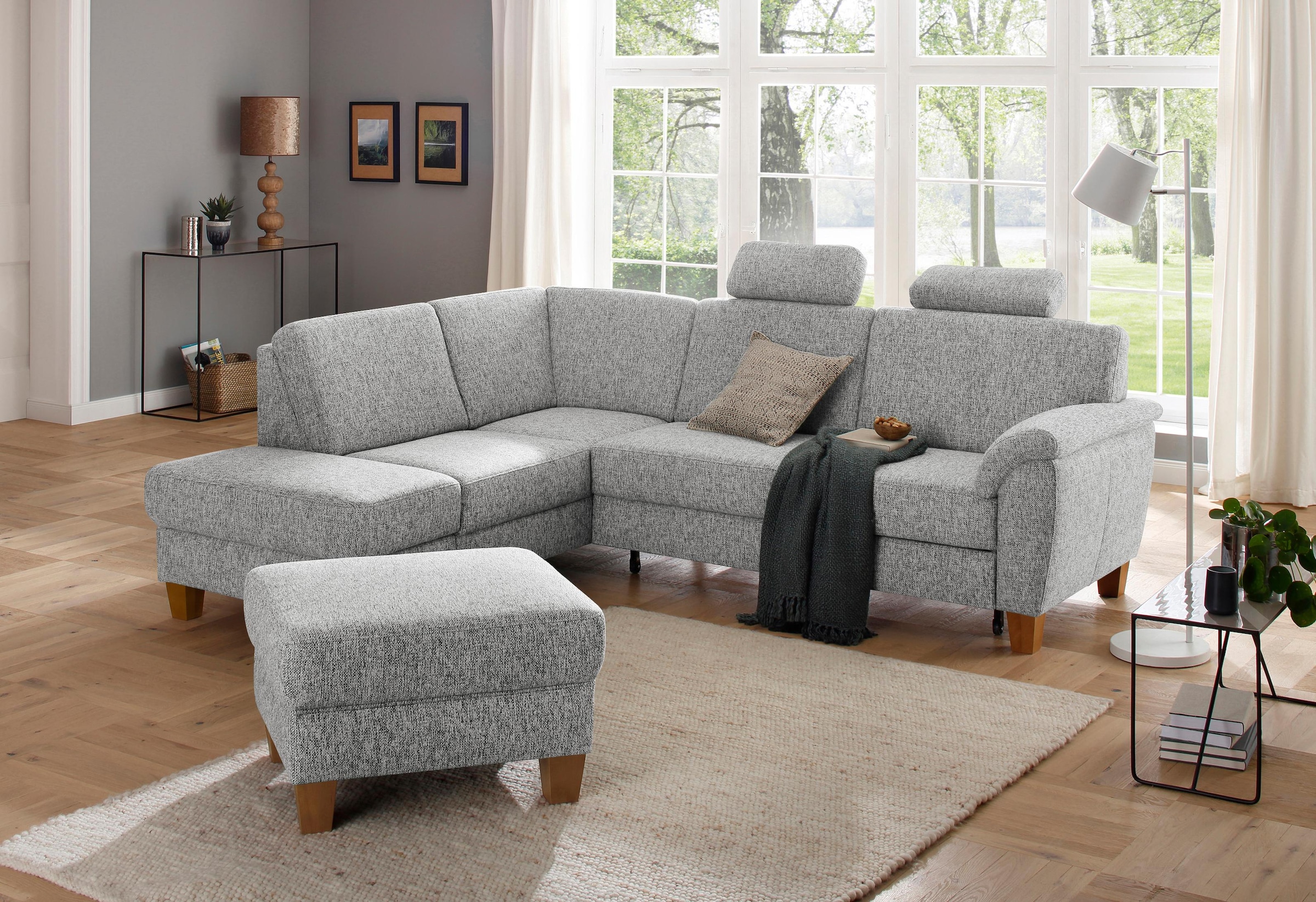 Image of Home affaire Ecksofa "Alta L-Form" mit Federkern und Kontrastnaht, Füsse Buche eichefarben