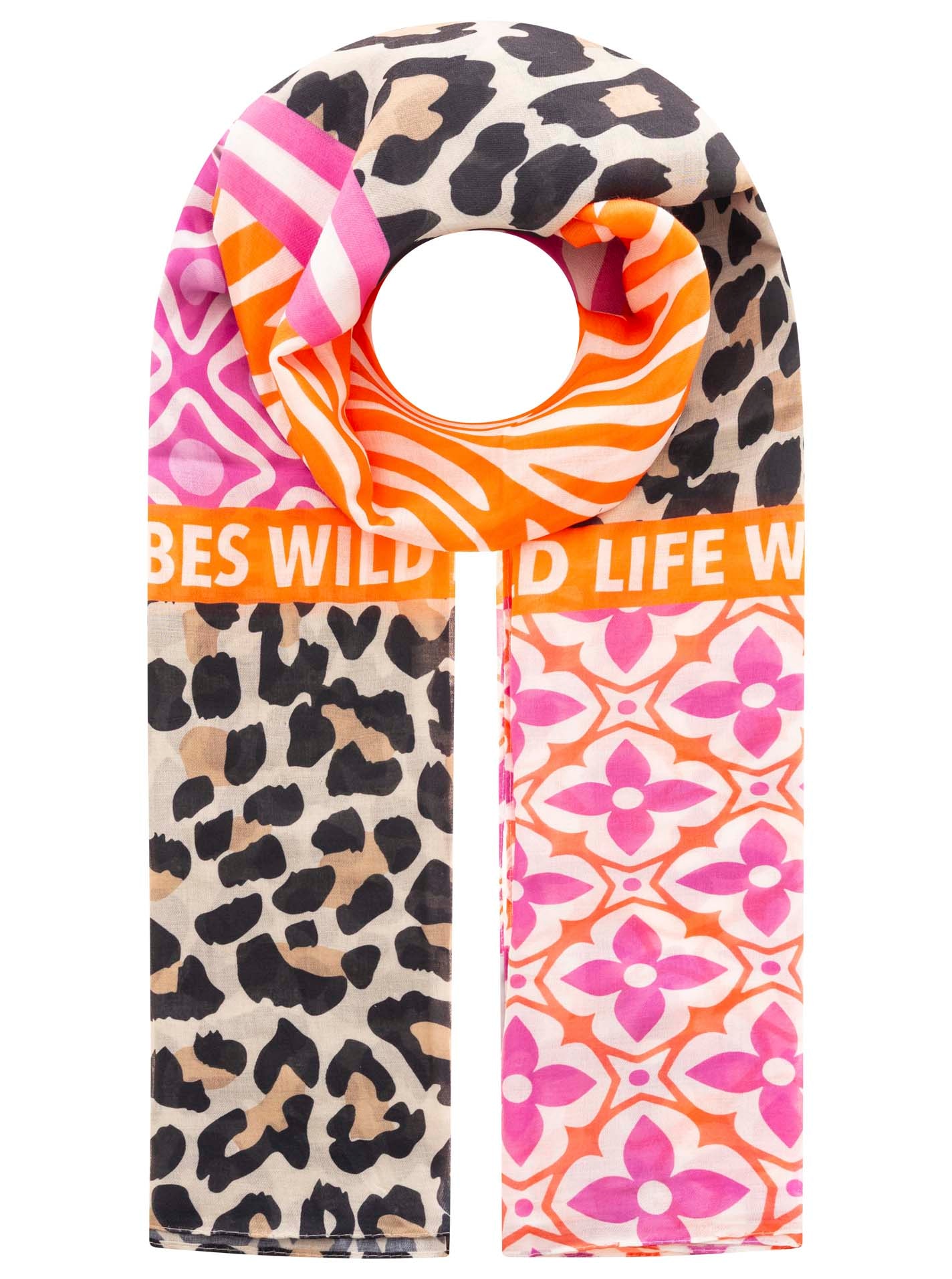 Zwillingsherz Schal »Viskose Mix "Animal Block"« Schal mit Mustermix und Schriftzug