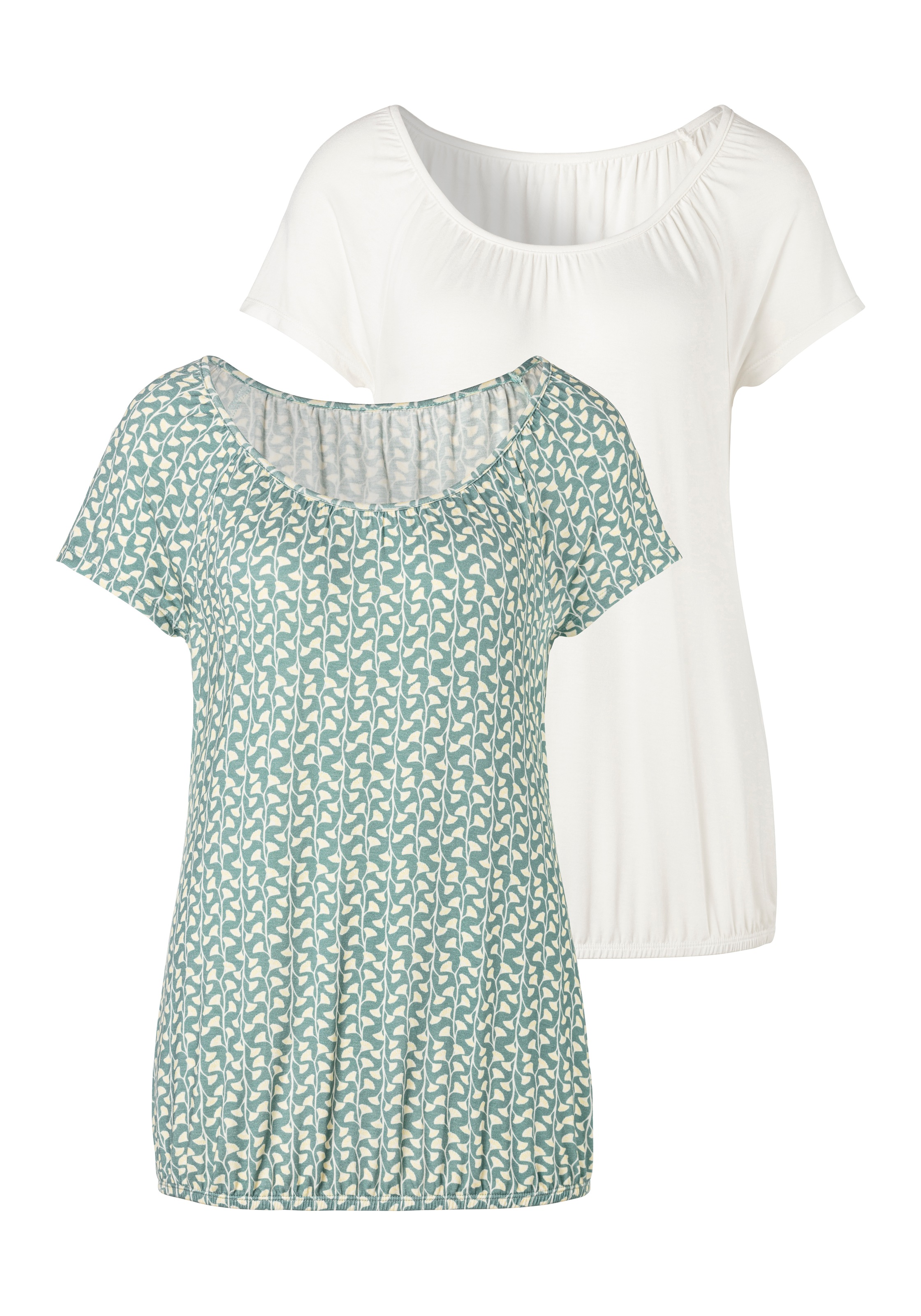 Image of Vivance T-Shirt, (2er-Pack), mit leicht gerafftem Rundhalsausschnitt bei Ackermann Versand Schweiz