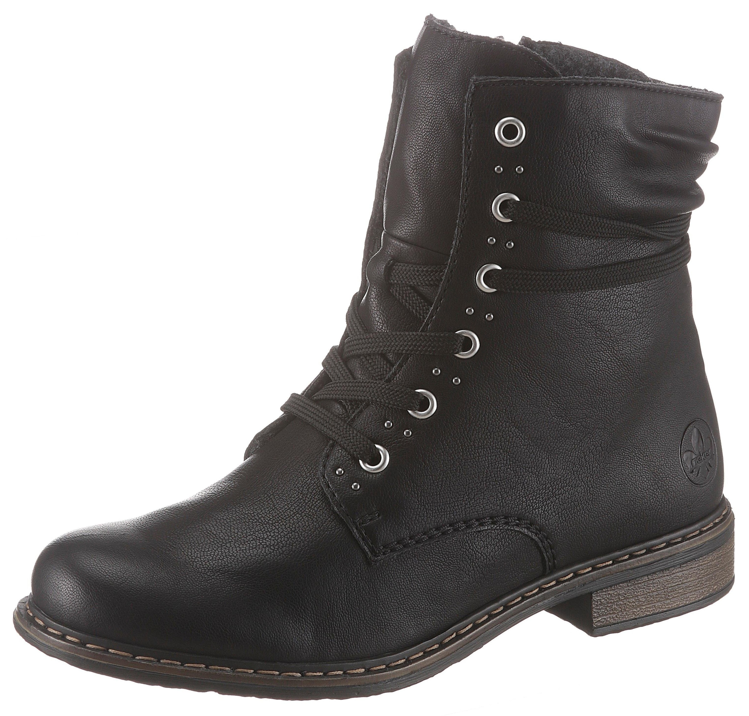 Image of Rieker Schnürboots, Winterboots, Blockabsatz, Stiefelette mit dezenter Nietenverzierung