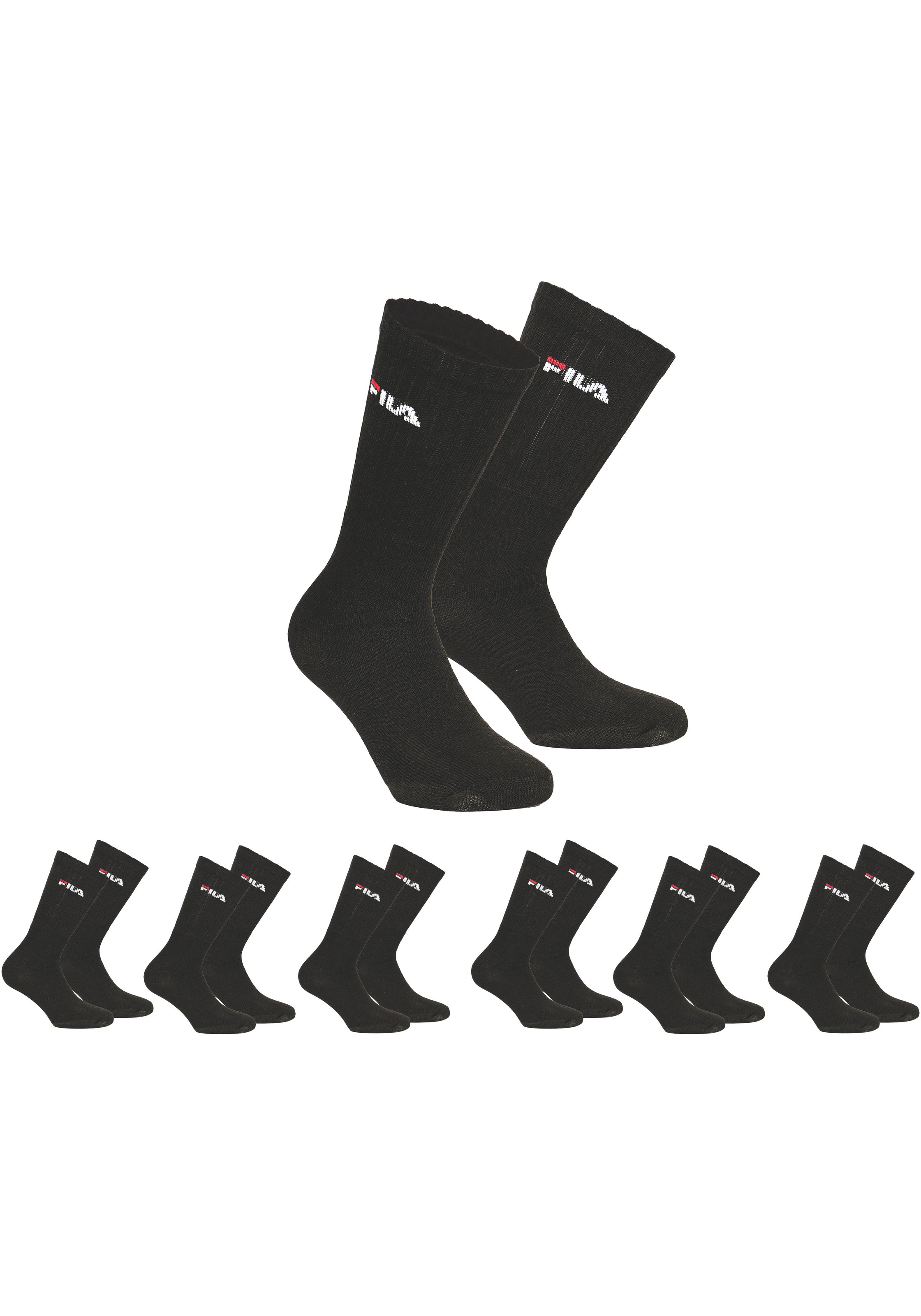 Fila Sportsocken »UNISEX CREW TENNIS FULL TERRY SOCKS«, (6 Paar), mit eingestrickem Logo