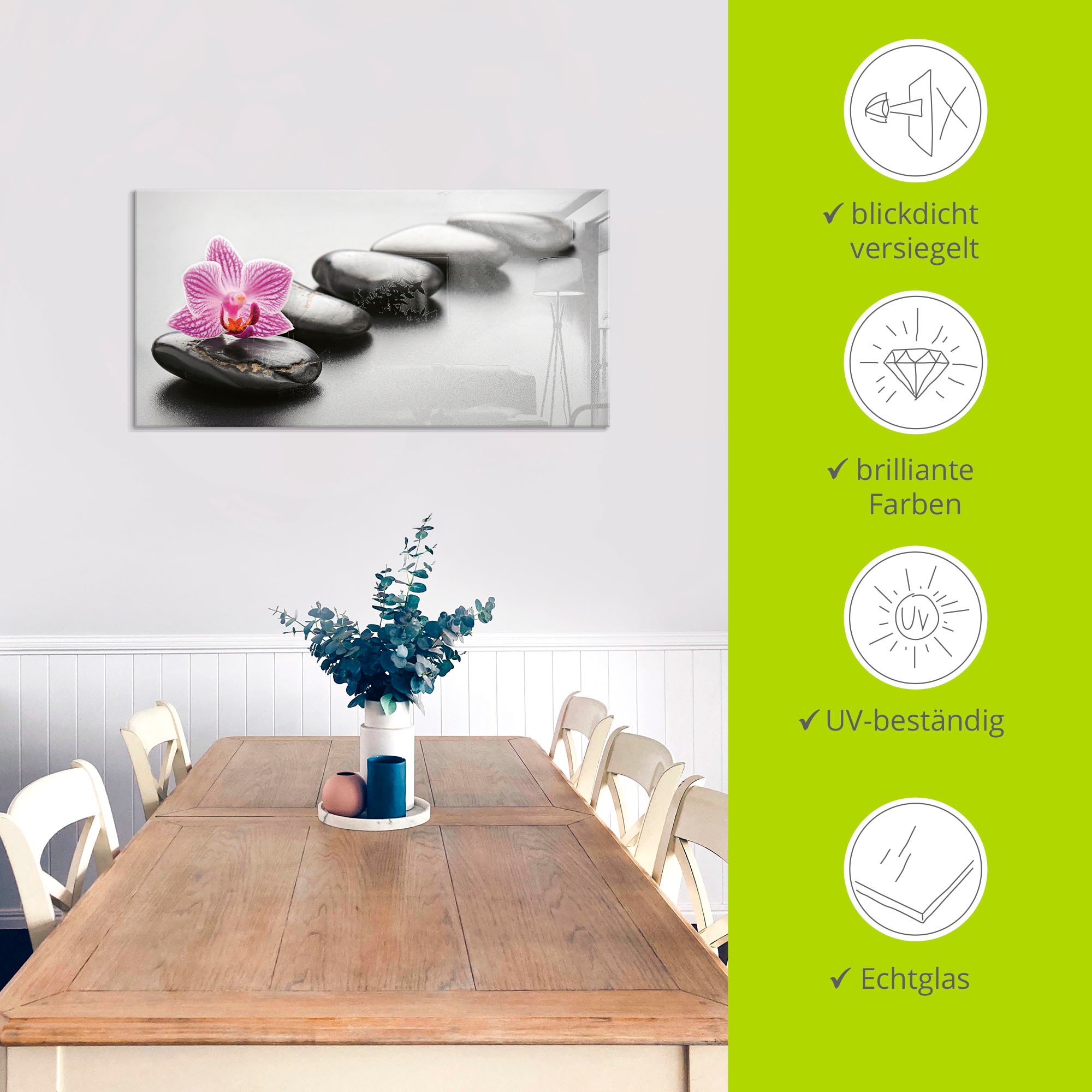 Artland Tableau en verre »Spa-Konzept mit Zen Steinen und Orchidee« 1 cuis tlg. in verschiedenen Grössen