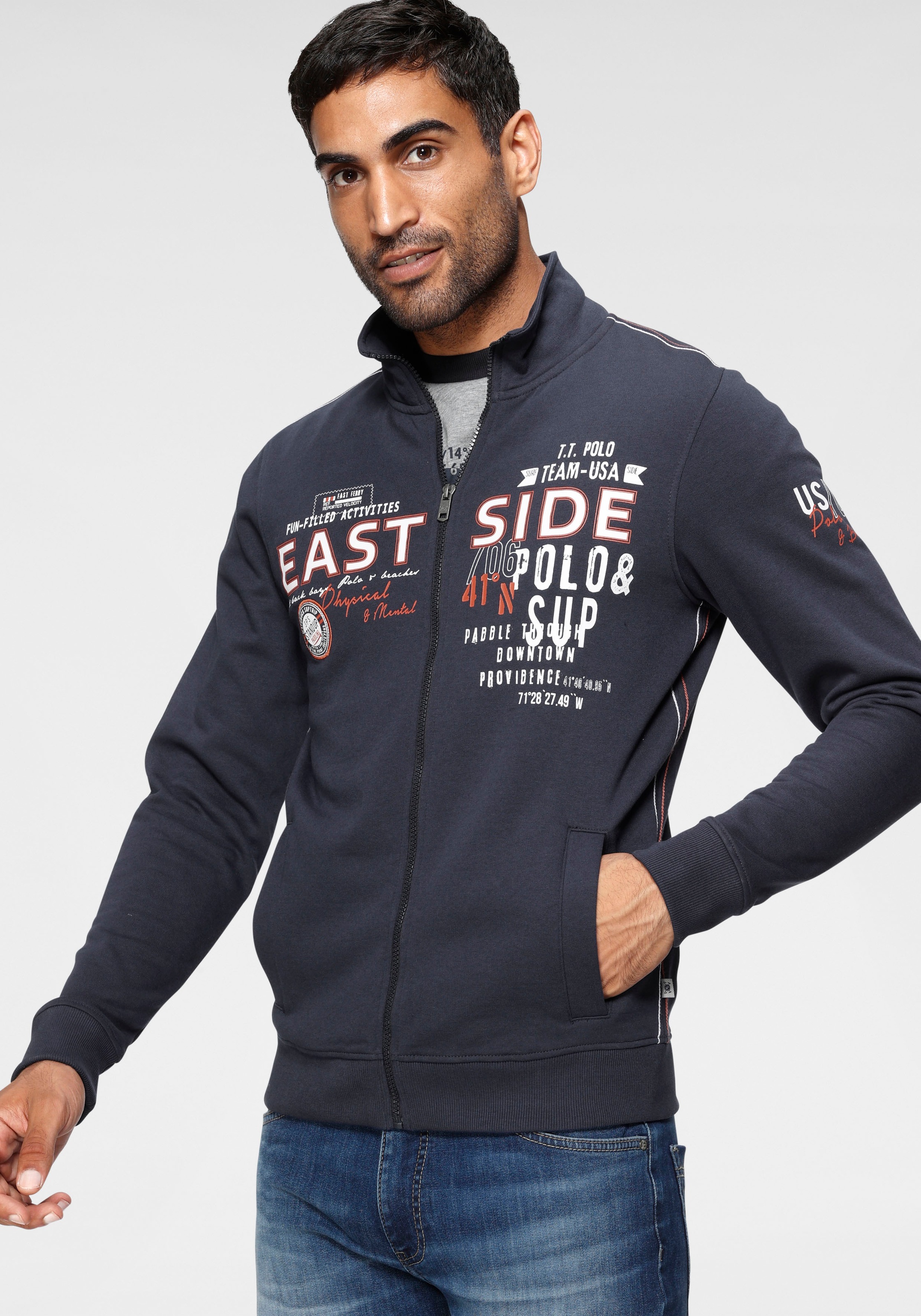 Image of TOM TAILOR Polo Team Sweatjacke, mit grossem Frontprint bei Ackermann Versand Schweiz