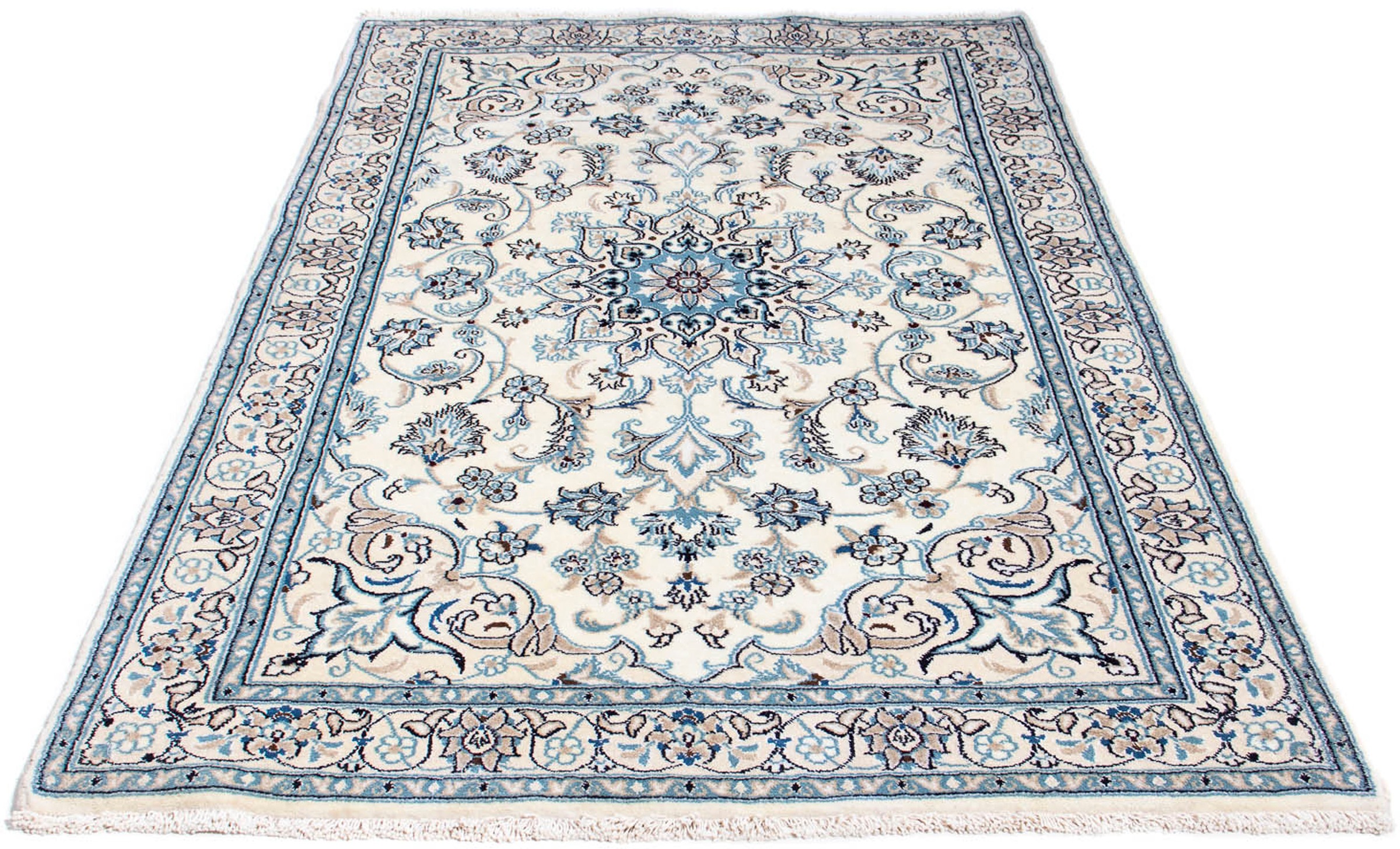Image of morgenland Orientteppich »Perser - Nain - 198 x 124 cm - beige«, rechteckig, 10 mm Höhe, Wohnzimmer, Handgeknüpft, Einzelstück mit Zertifikat bei Ackermann Versand Schweiz