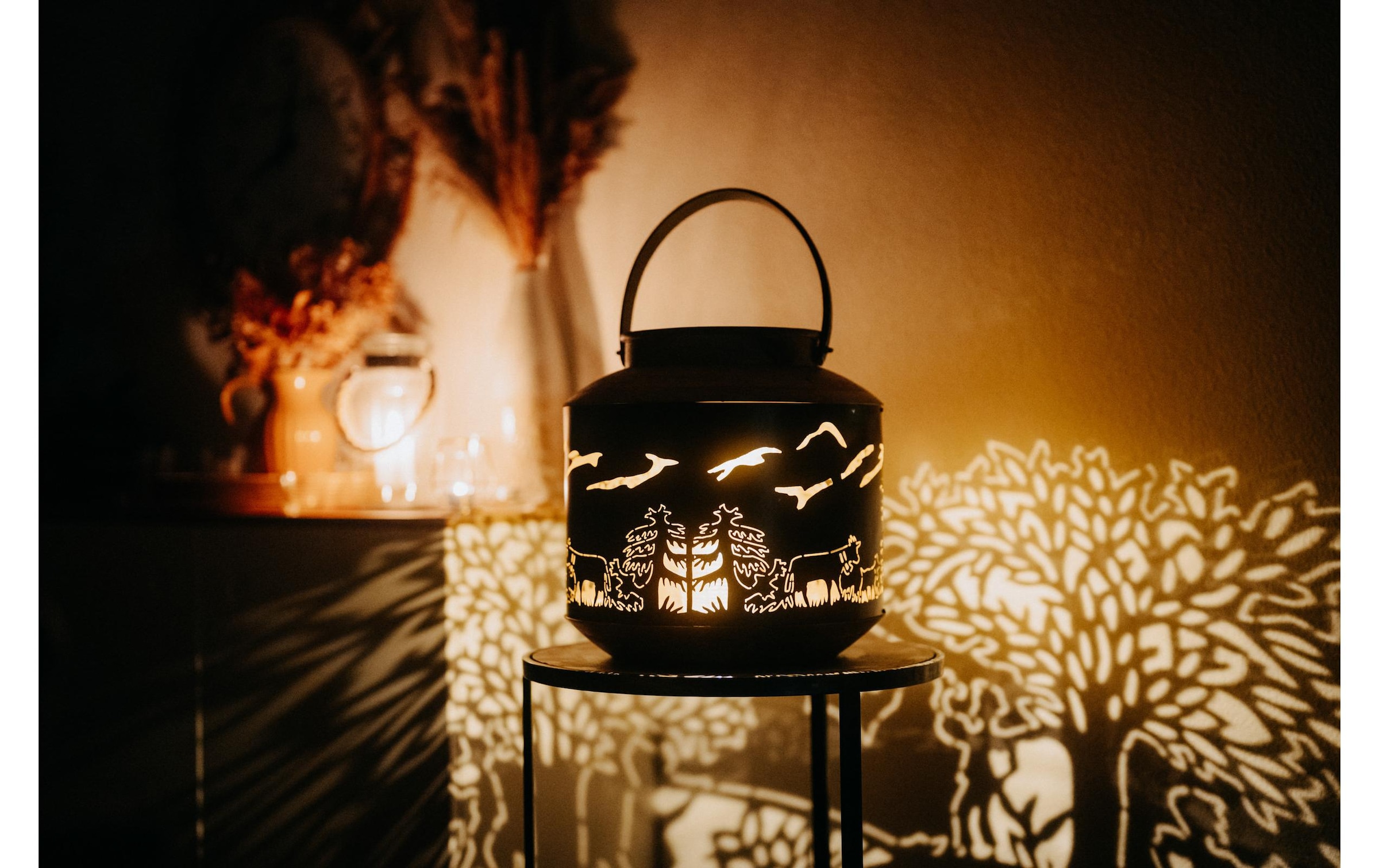 Kadastar Lanterne à bougie »Bergchilbi 37 cm« Laterne Scherenschnitt