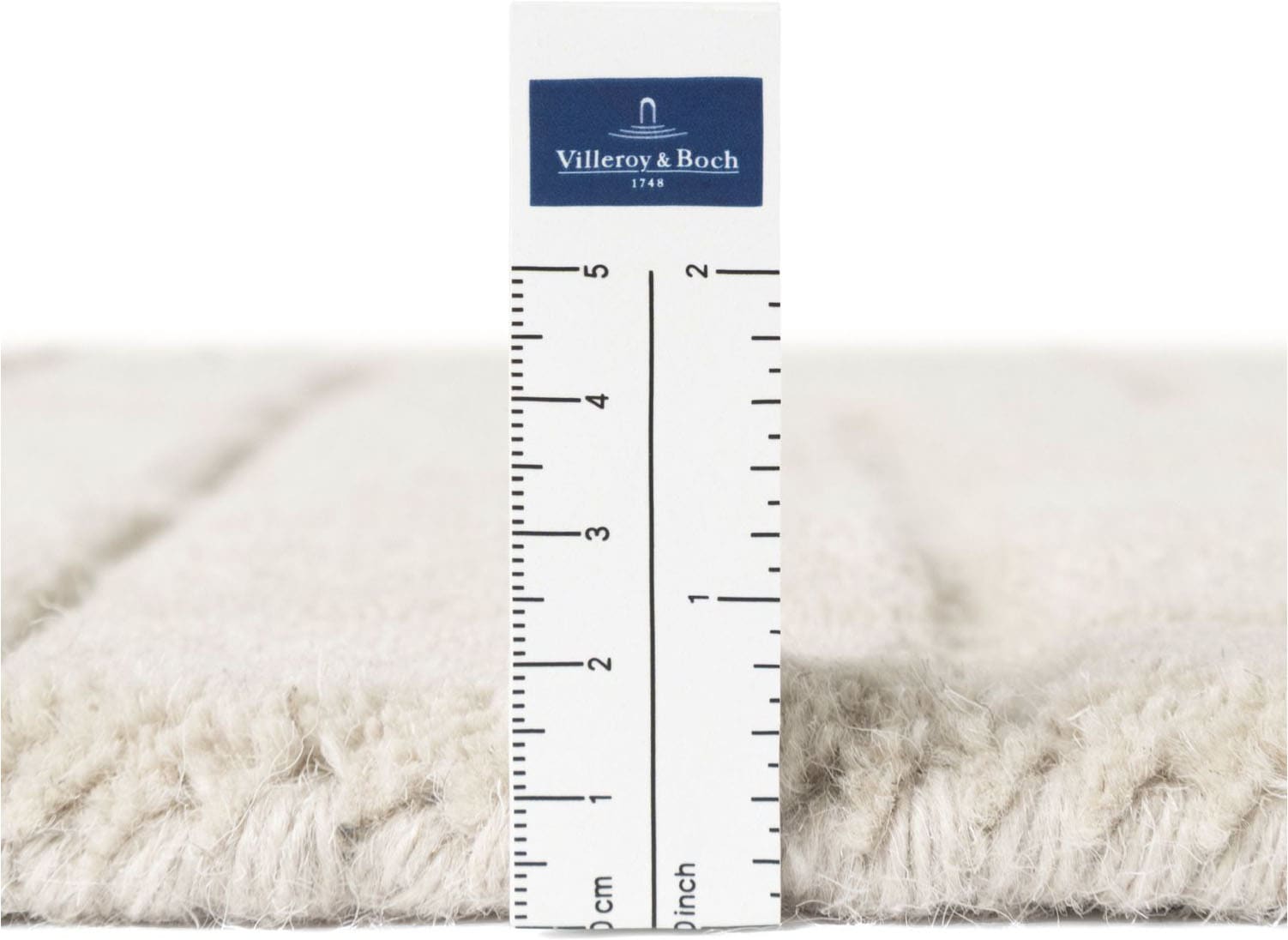Villeroy & Boch Tapis en laine »Kenso« Rond 15 mm Höhe laine, à carreaux, naturel, fait main, salon, chambre, hygge