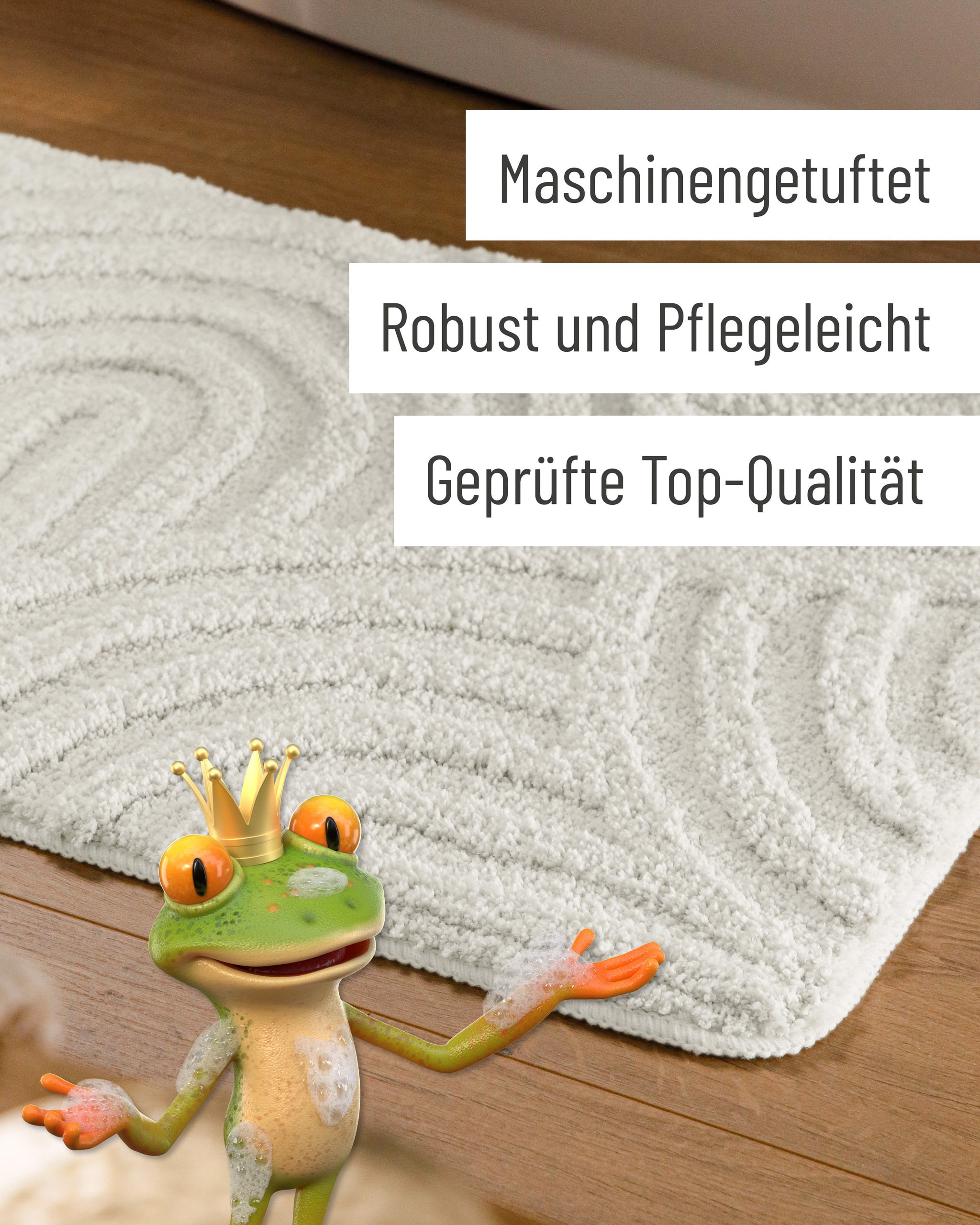 Wecon home Tapis de bain »Fiete« Höhe 25 mm revêtement antidérapant Séchage rapide Badteppich, Hoch-Tief-Effekt, weich, rutschhemmend, waschbar, getuftet