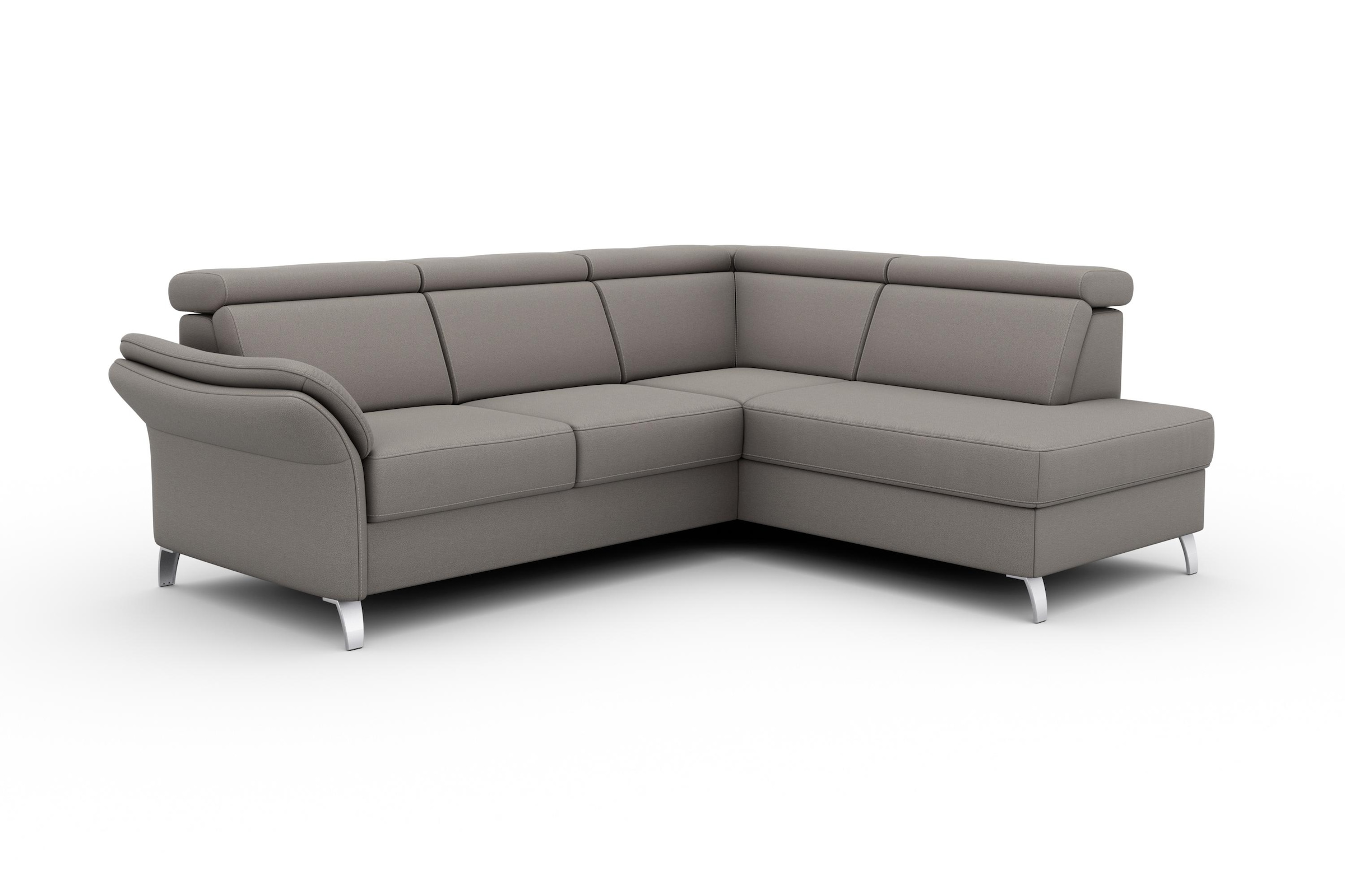 sit&more Ecksofa »Vincenzo L-Form«, inklusive Kopfteilverstellung, wahlweise mit Bettfunktion, Bettkasten