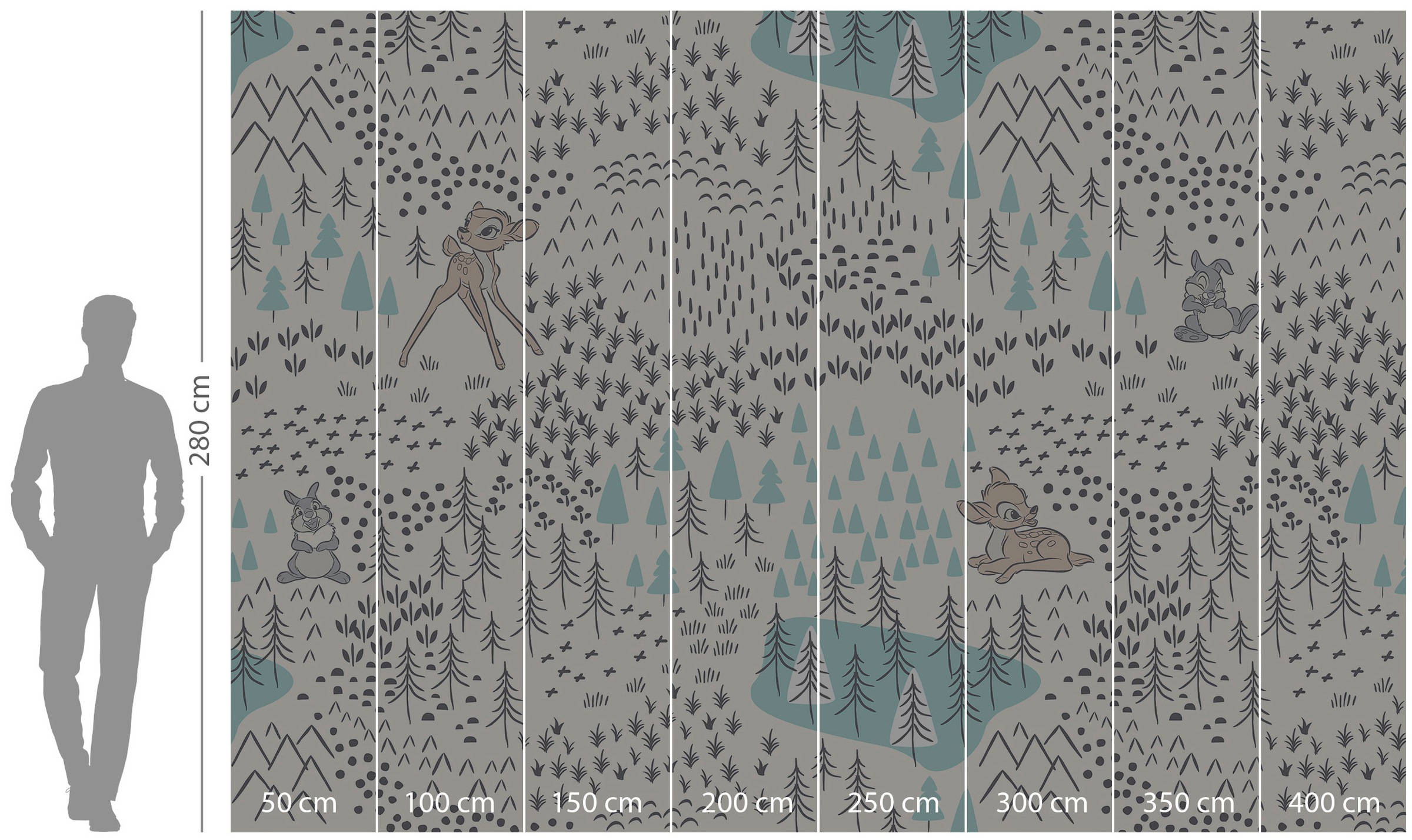 Komar Vliestapete »Digitaldruck Vlies -  Bambi Woodland - Grösse 400 x 280 cm« bedruckt glatt Kinderzimmer