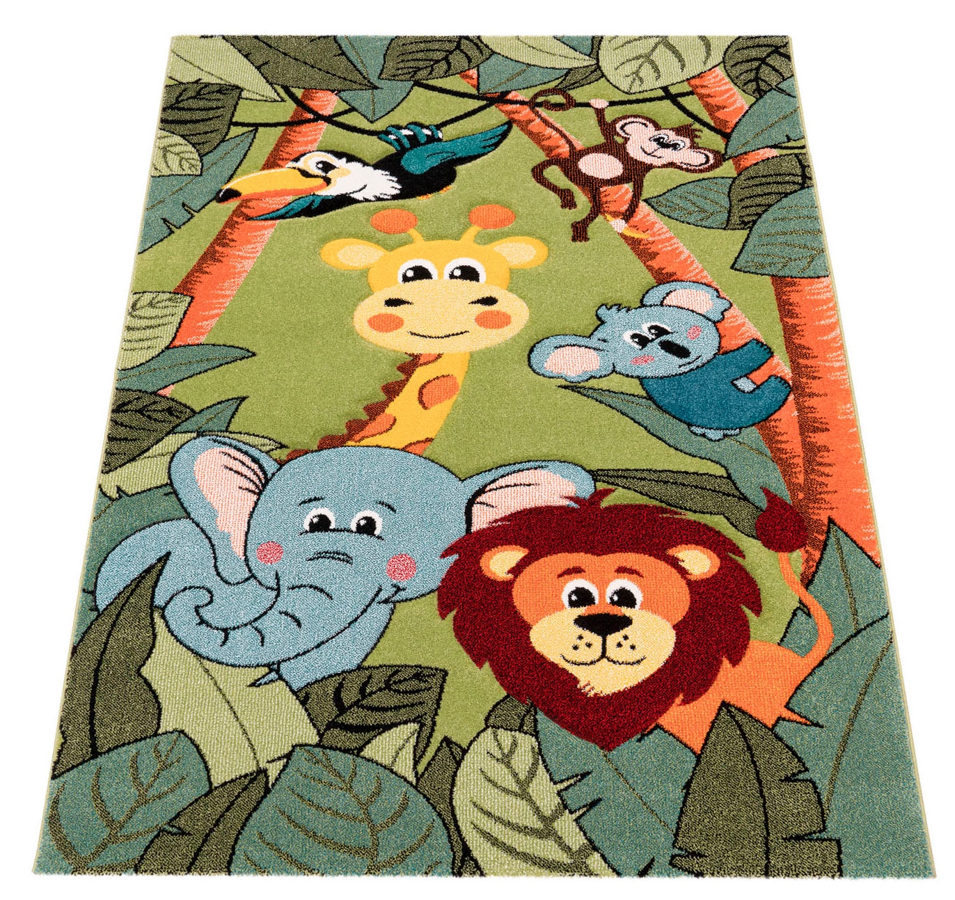 Image of Paco Home Kinderteppich "Diamond 638" rechteckig 18 mm Höhe 3D-Design, Motiv Dschungel Tiere, Kinderzimmer, Kundenliebling