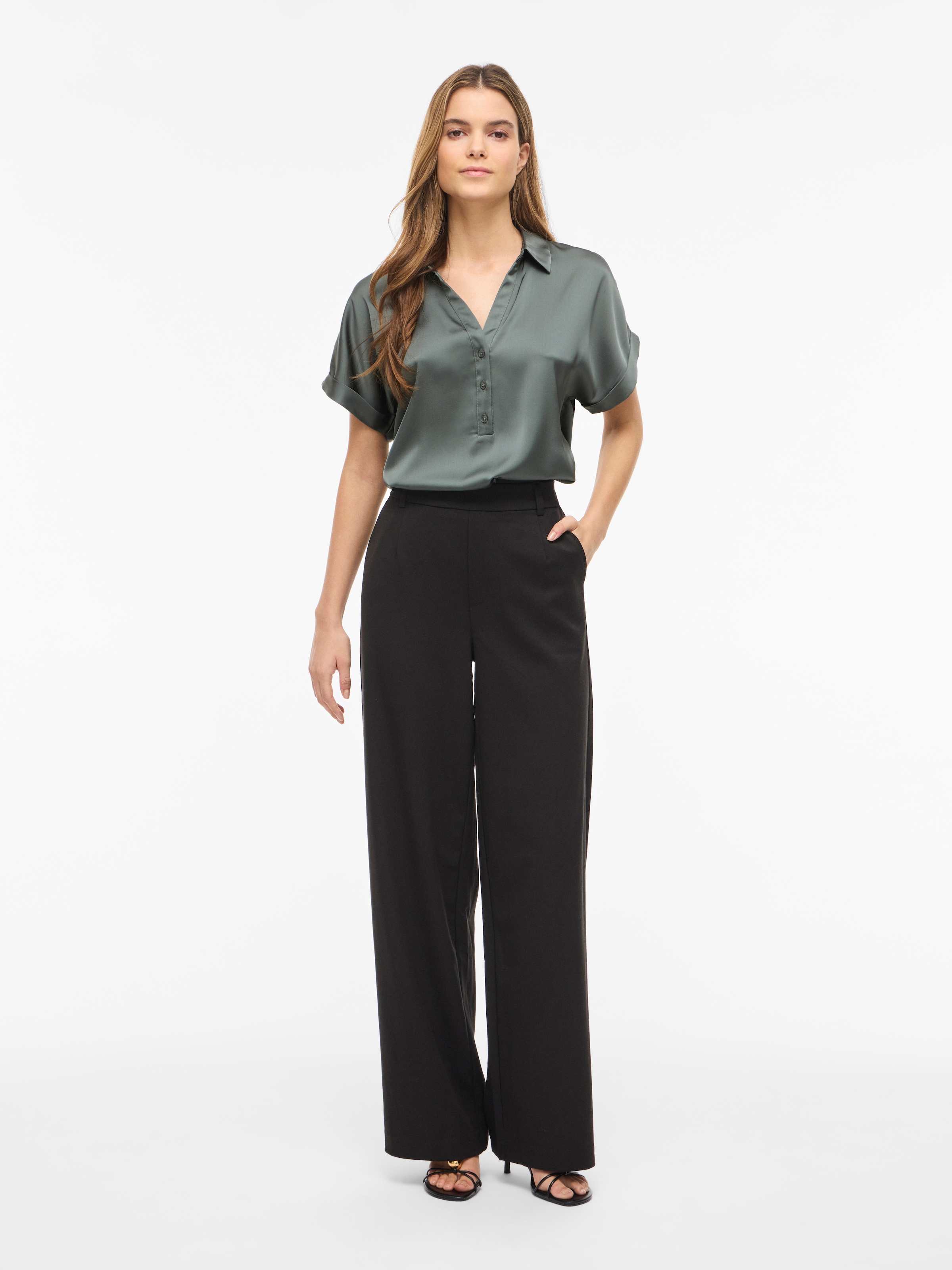 Vila Blouse à manches courtes »VIENNA RAVENNA S/S TOP - NOOS« fibre synthétique, coupe régulière