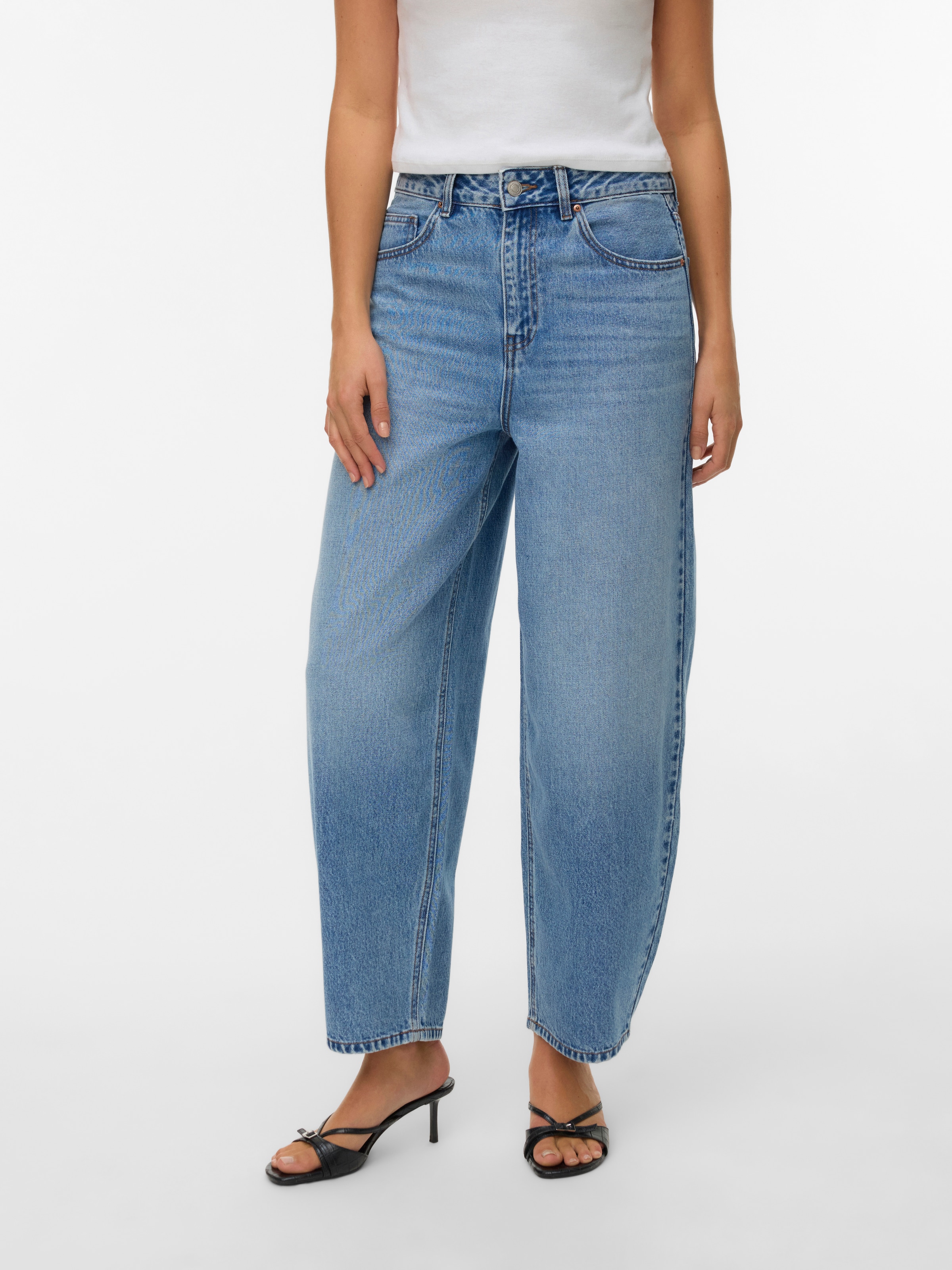 Image of Vero Moda Ankle-Jeans "VMBILLIE HR BARREL ANK JEANS LI3154 NOOS" Baumwolle, Barrel Fit