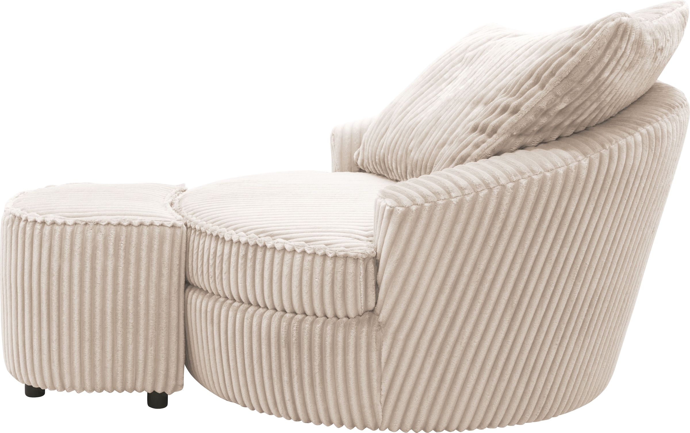 INOSIGN Drehsessel »AMECA, Relaxsessel mit Drehfunktion und Hocker, 122 x 126 x 76 cm,«, (Set, 2 St.), Love-Seat XXL und Lesesessel in Megacord