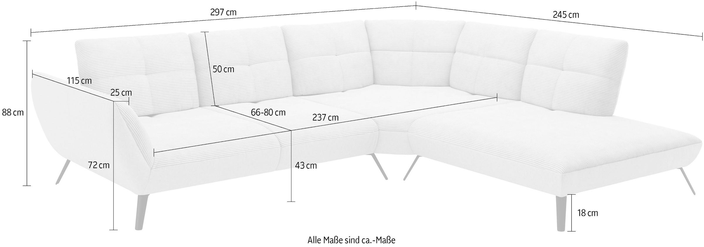 Places of Style Ecksofa »Mikado L-Form«, inkl. Sitztiefenverstellung und Armteilverstellung