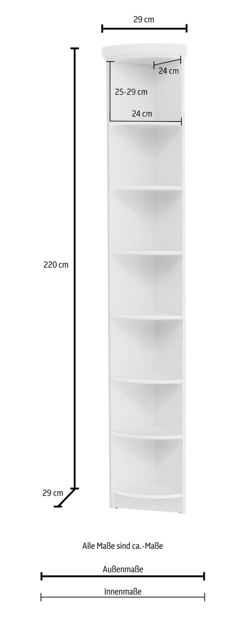 GOODproduct Bibliothek »Soeren - 7-tlg. Set: mit 1 Regal B 80 cm., 1 Regal B 40 cm, 1 Eckregal« Set, 7 Stk. tlg. Inkl. 1 Vitrine,2 gerundeten Abschlussregalen und 1 Holzleiter,H220 cm