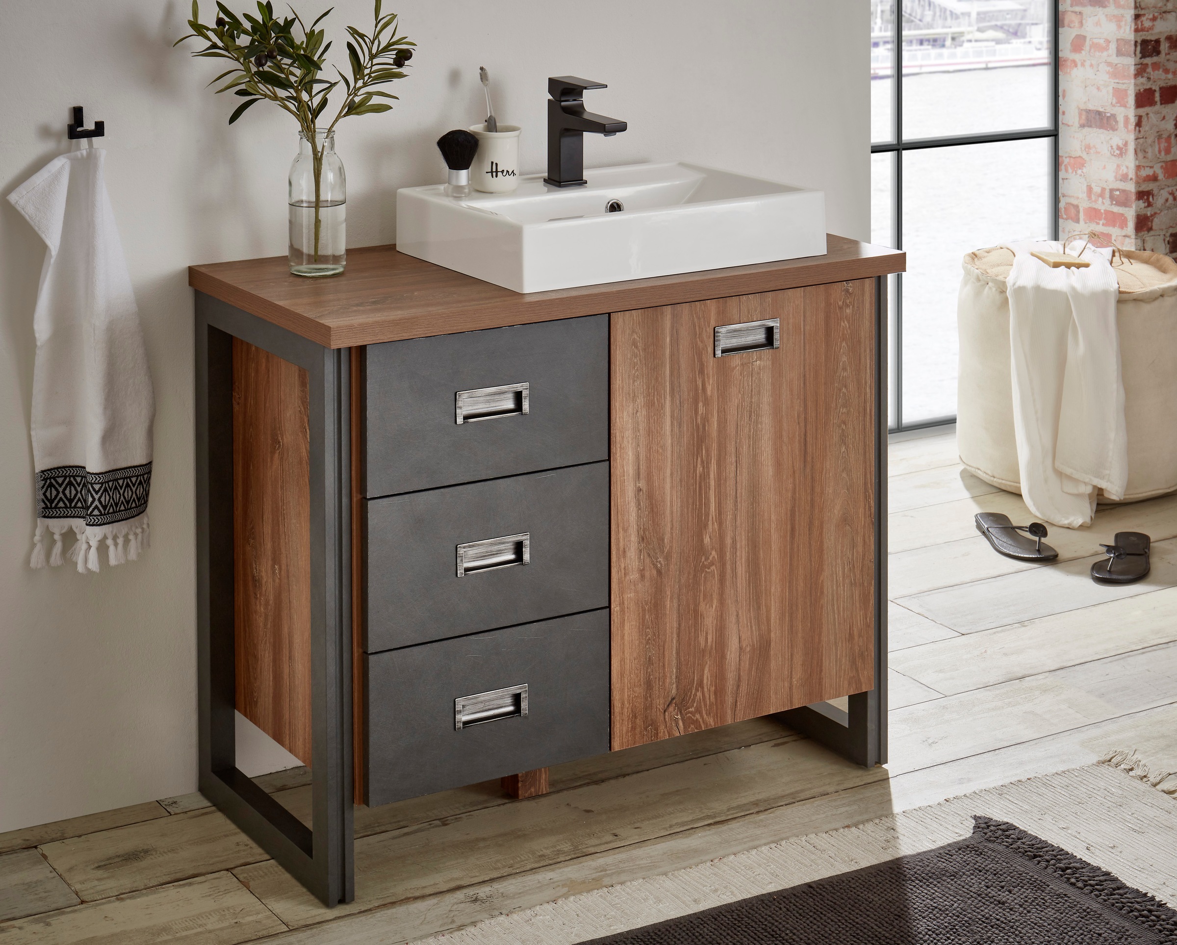 Image of Home affaire Waschtisch »Detroit«, Breite 91 cm, 1 Aufsatzwaschbecken aus Mineralguss bei Ackermann Versand Schweiz