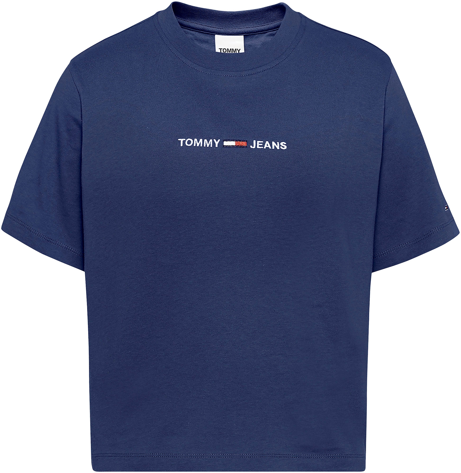 ♕ Tommy Jeans Rundhalsshirt mit bestellen CROP Logostickerei Jeans BXY Tommy TEE«, versandkostenfrei LOGO »TJW LINEAR