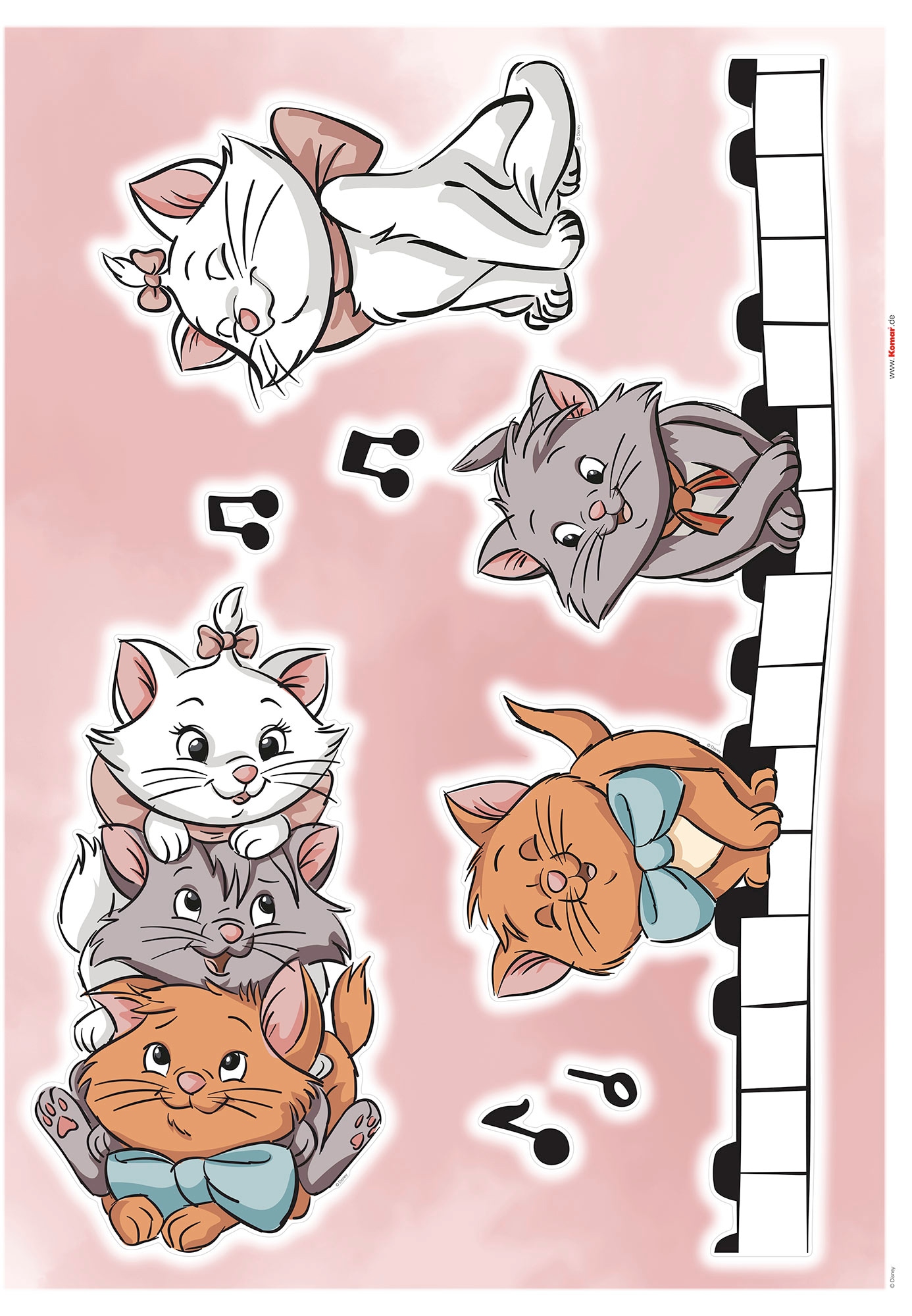 Wandtattoo »Aristocats Kittens«, (7 St.), 50x70 cm (Breite x Höhe), selbstklebendes...