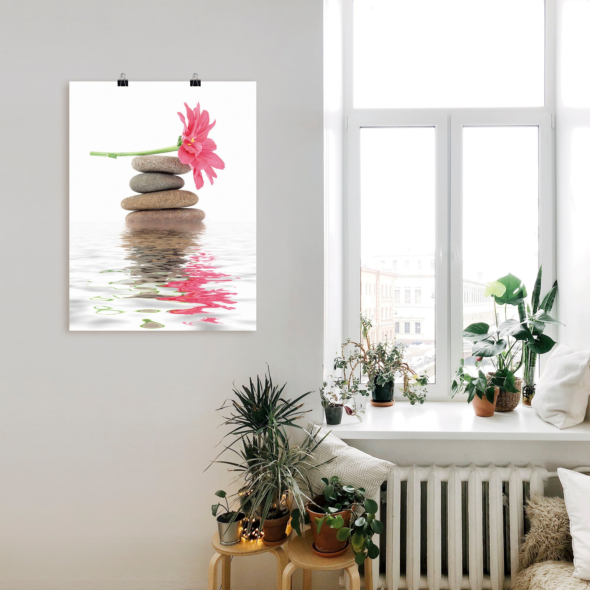 Artland Wandbild »Zen Spa Steine mit Blumen I« Zen 1 Stk. tlg. als Leinwandbild, Poster in verschied. Grössen