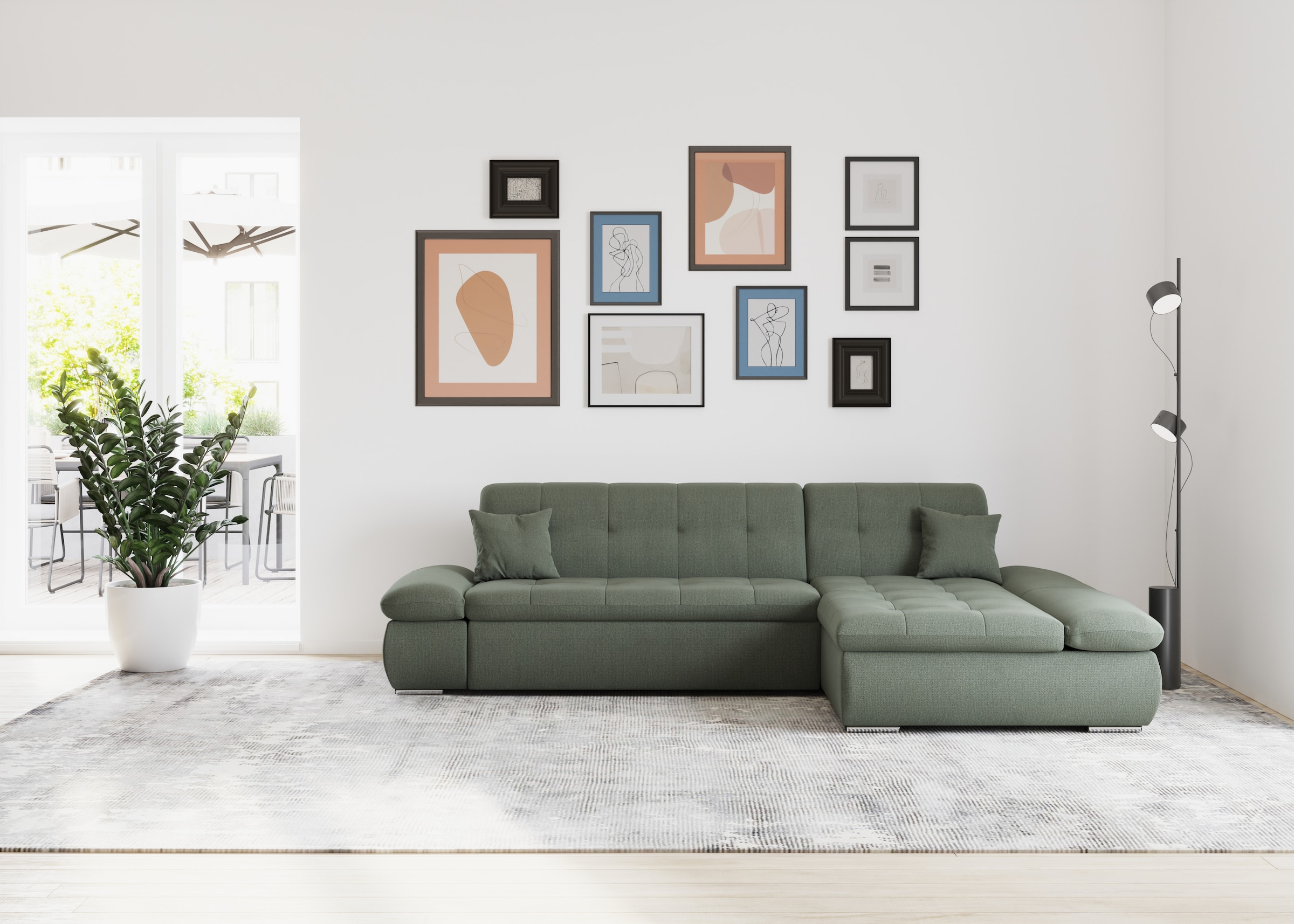 DOMO collection Ecksofa »Moric B/T/H 300/172/80 cm, auch in Cord, L-Form«, XXL-Format, wahlweise auch mit Bettfunktion und Armverstellung