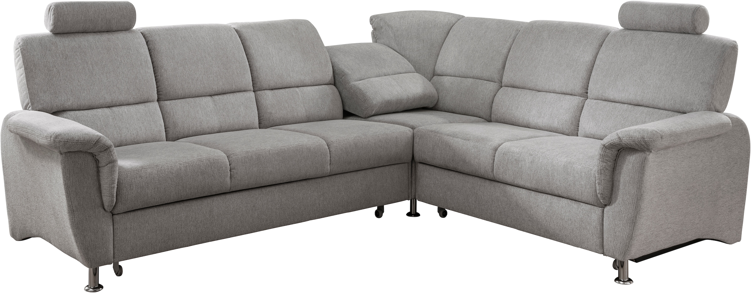 Home affaire Ecksofa »Pisa L-Form, mit Schlaffunktion, Stauraum, 2x höhenverstellbare«, Kopfstützen und Relaxfunktion im Eckelement