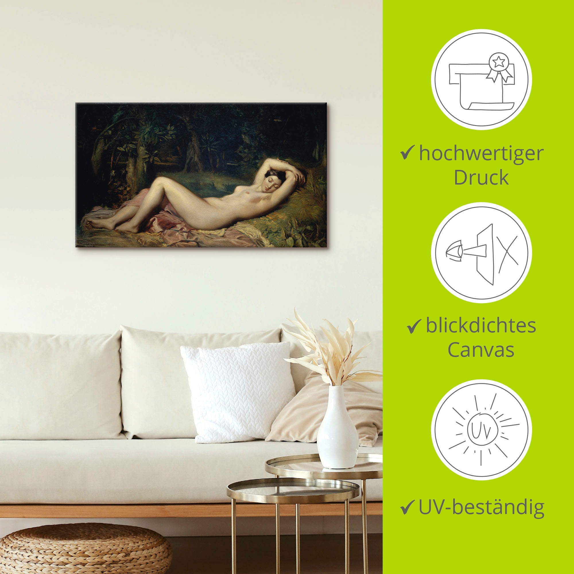 Artland Leinwandbild »Schlafende Nymphe.« Frau 1 Stk. tlg. auf Holzrahmen gespannt