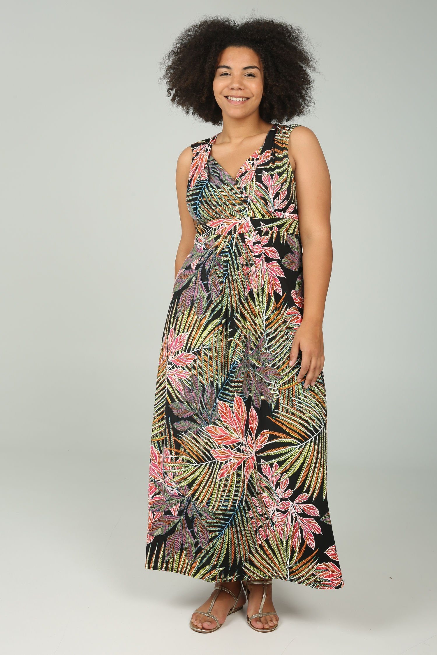 Maxikleid »Langes Kleid mit Blattmuster-Print«