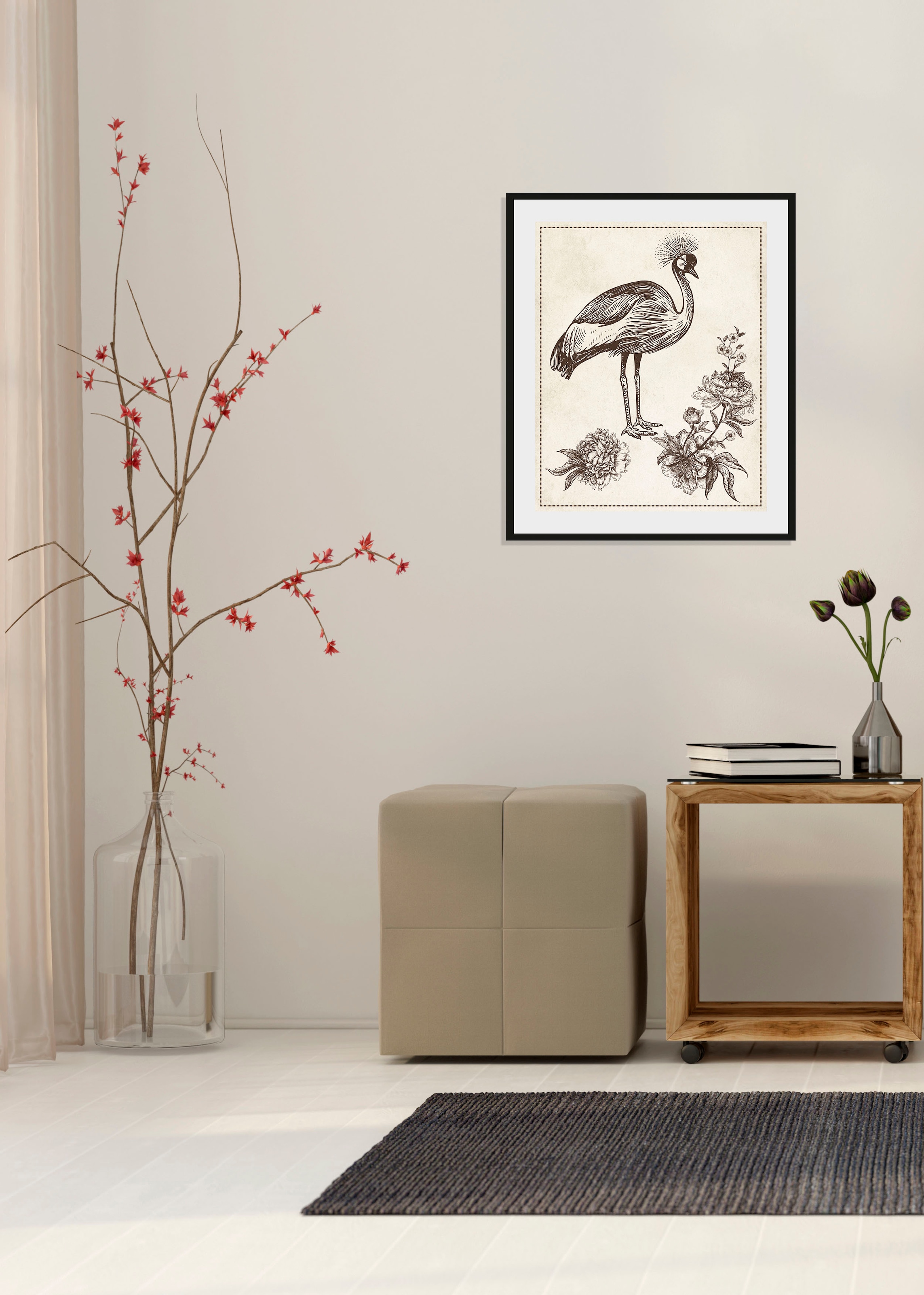 Image of queence Bild "Larissa" Kunst Vogelbilder Vögel historische Ereignisse 1 Stk. tlg. HD Premium Poster-Druck inkl. Holzrahmen