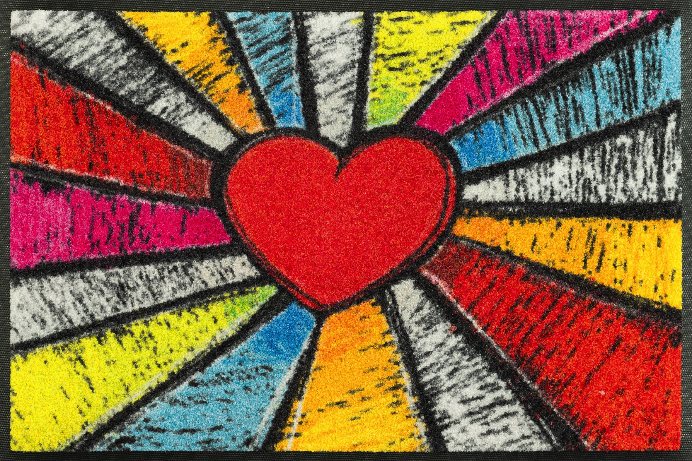 Image of wash+dry by Kleen-Tex Fussmatte "Pop Art Heart" rechteckig 7 mm Höhe
